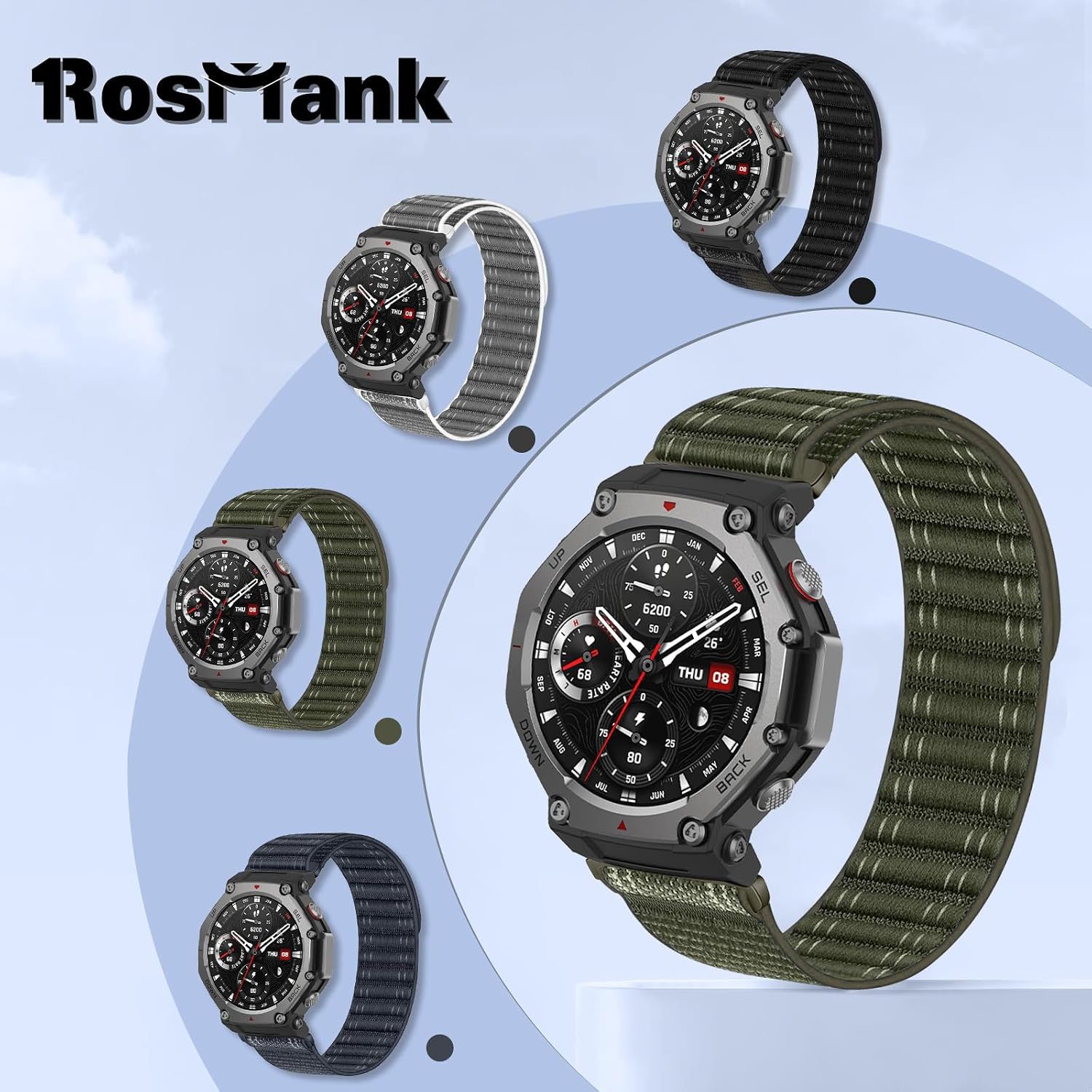 Thumbnail 5 de RosMank Wavy Nylon Watch Band for Amazfit T-Rex 3
