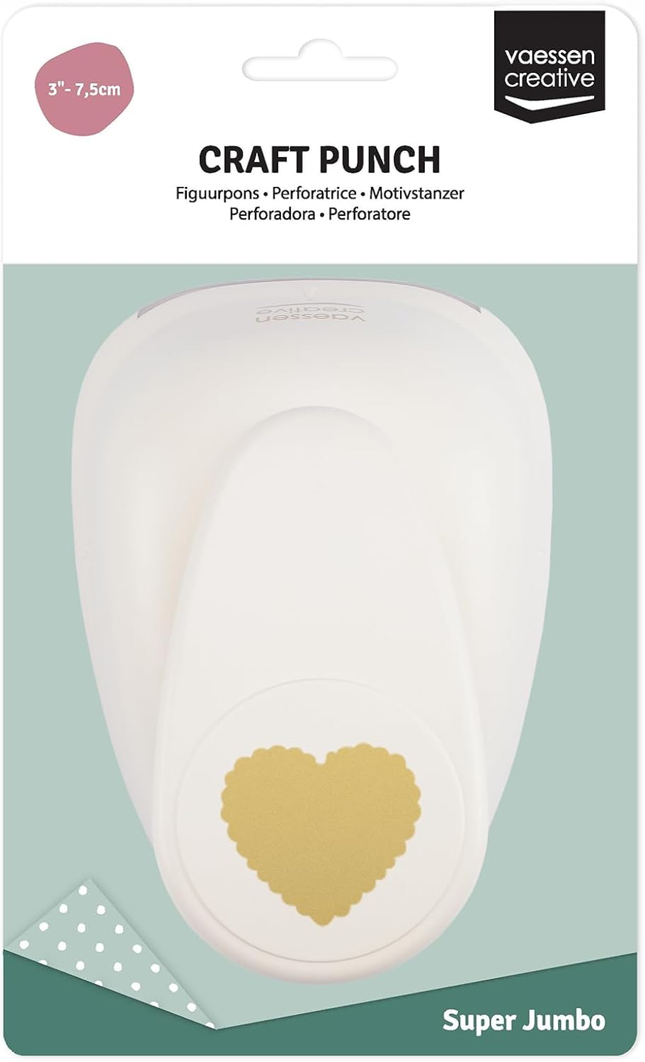 Detalle de Vaessen Creative 21439-056 Perforatrice en forme de cœur 7,5 cm – blanc/rose