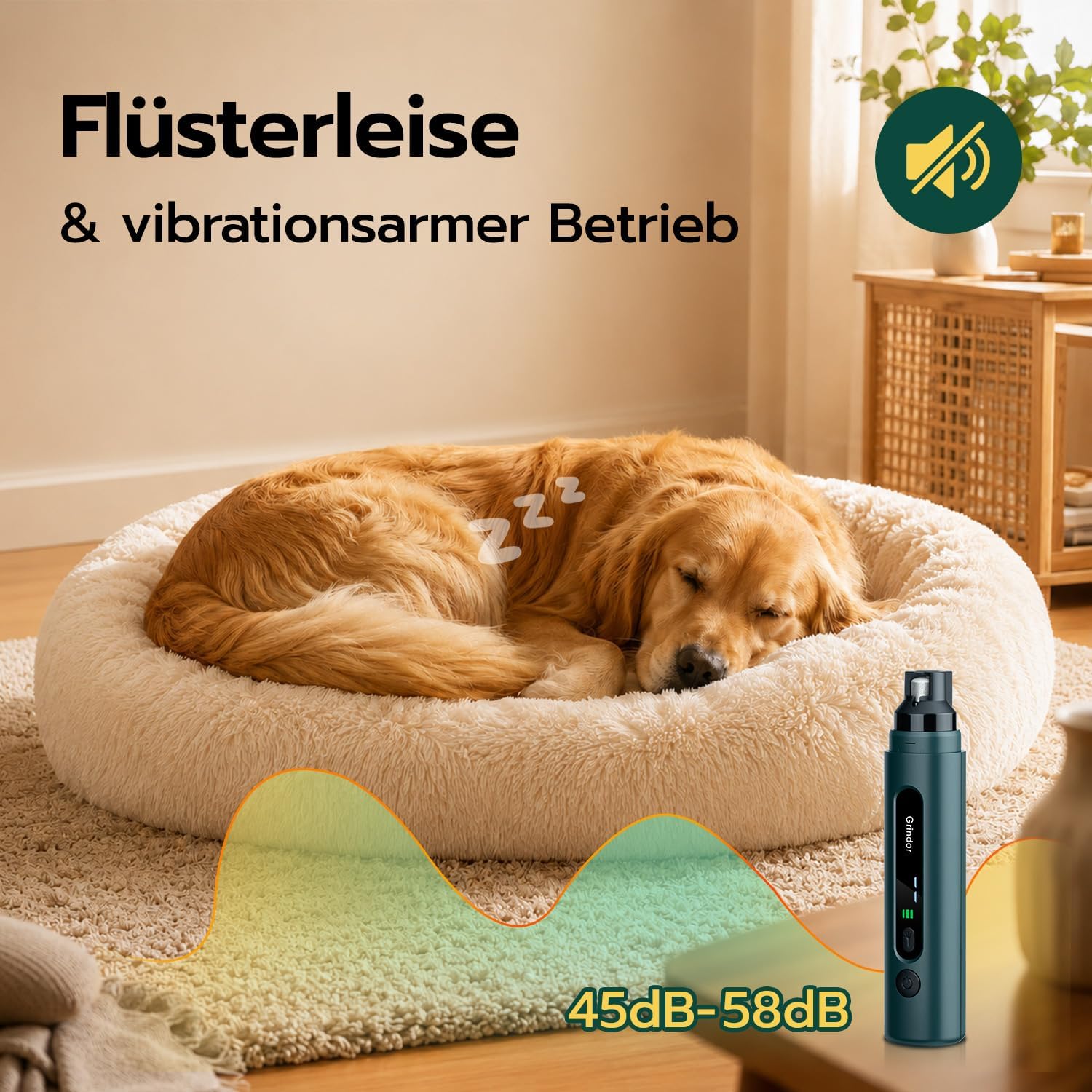 Detalle de Tolesum Krallenschleifer für Hunde – LED-Beleuchtung, 5 Geschwindigkeiten, leiser Betrieb (45–58 dB) für Hunde und Katzen