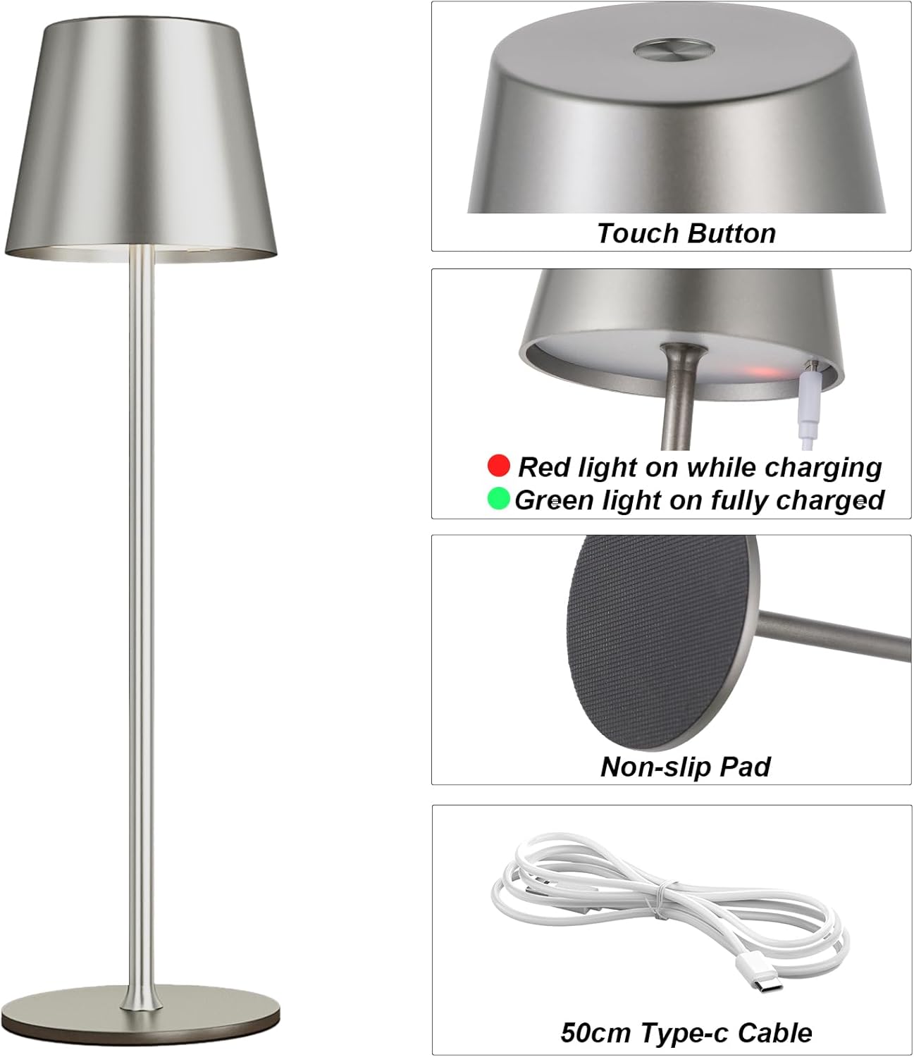 Thumbnail 2 de PreeOtti Tischlampe Kabellos – USB-C Akku-LED mit Touch, 3 Farbtemperaturen, stufenlos dimmbar