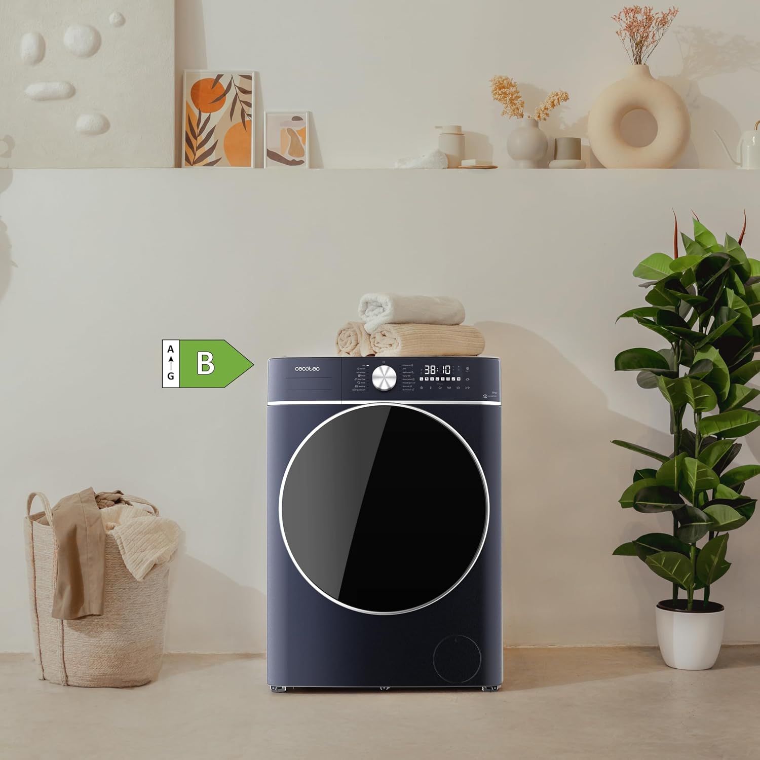 Detalle de Cecotec Bolero Wash&Dry 8580 – Lave-linge séchant frontal 8,5 kg, Inverter Plus, 16 programmes et SteamMax