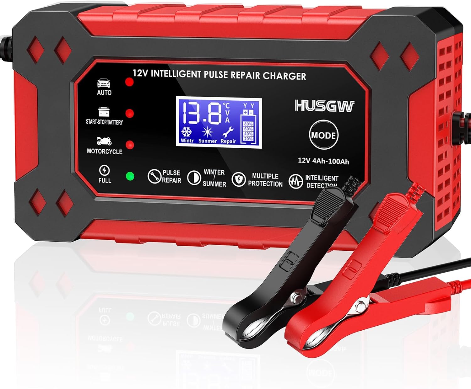 Detalle de Husgw 6 A 12V-acculader met lcd-display en intelligente reparatiefunctie