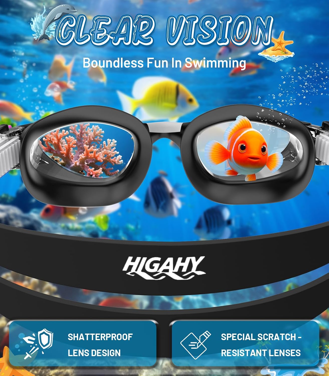 Detalle de HIGAHY Kinder Schwimmbrille für 6-14 Jahre