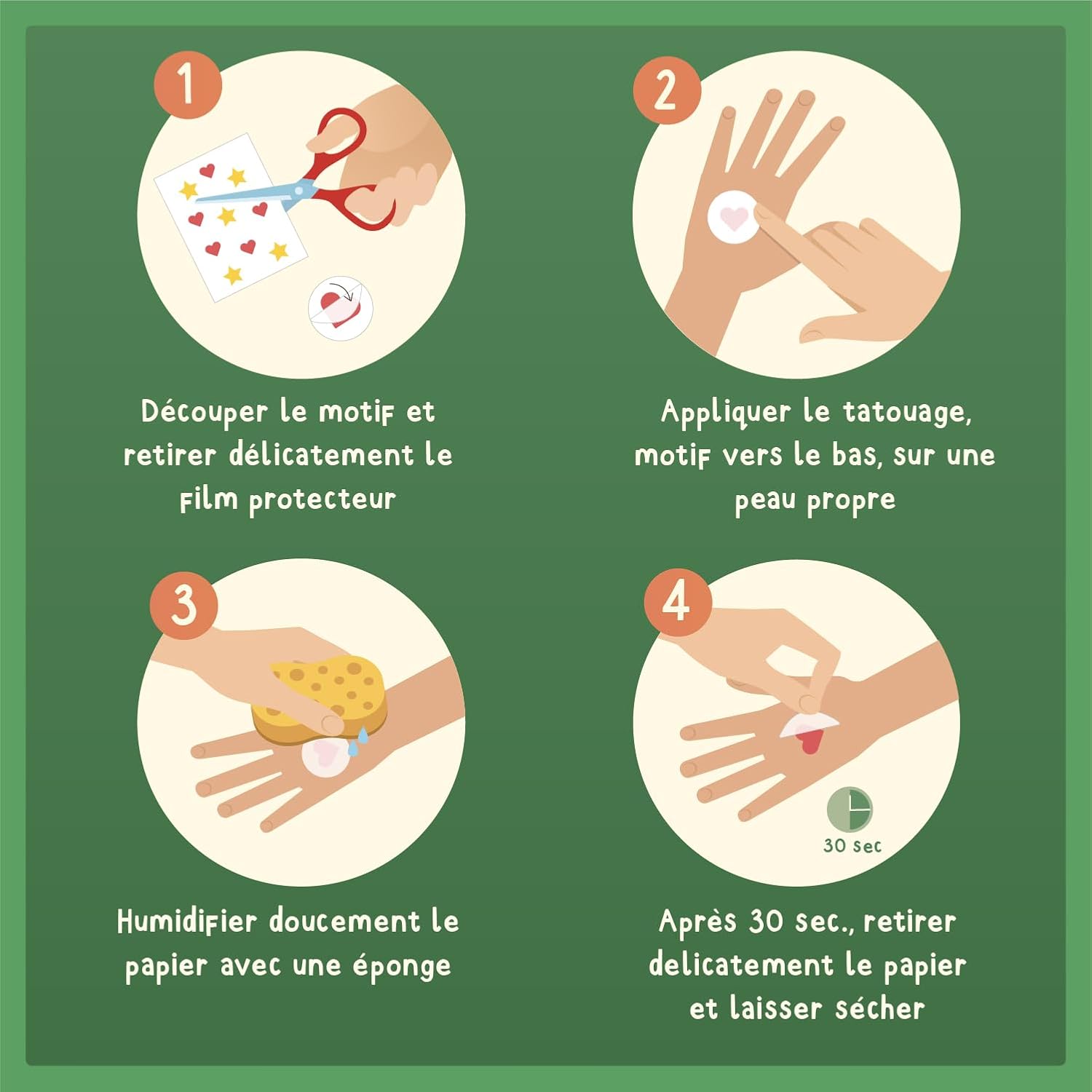 Detalle de Famifidus 120 tatouages temporaires pour enfant : motifs doux et faciles à appliquer