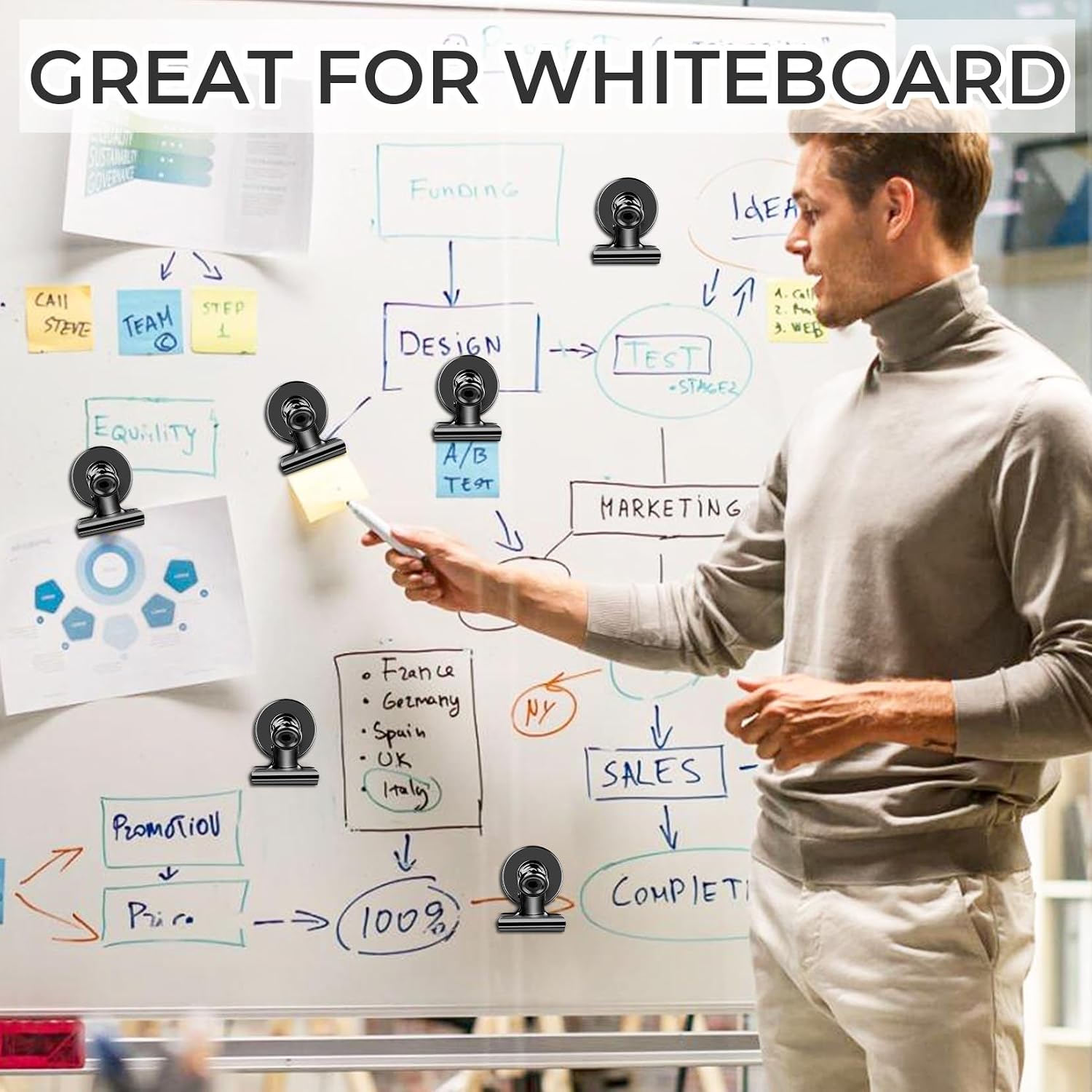 Thumbnail 4 de WUDIME 200 Magnetic Clips pack for fridge and whiteboard 🧲