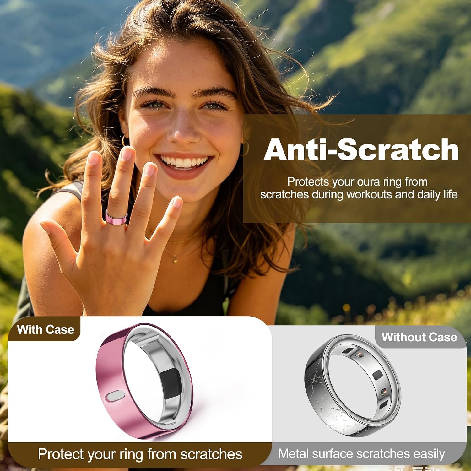 Detalle de Hexasider 5 Pack Upgraded Ring Covers for Oura Ring Gen 3/Gen 4 (Size 10) – TPU Anti-Scratch Protectors