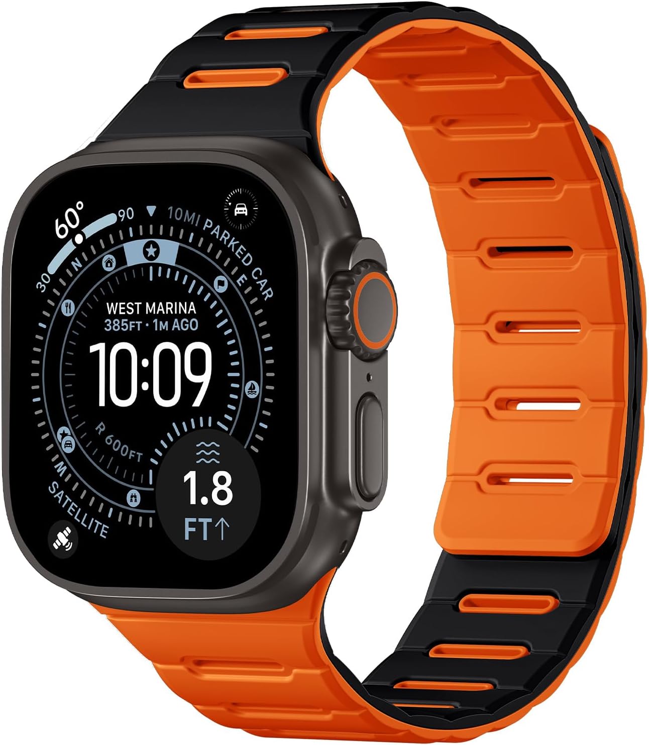 Detalle de Bandletic Double Sided Reversible Strap for Apple Watch (49–42mm) – Magnetic Silicone Sport Band
