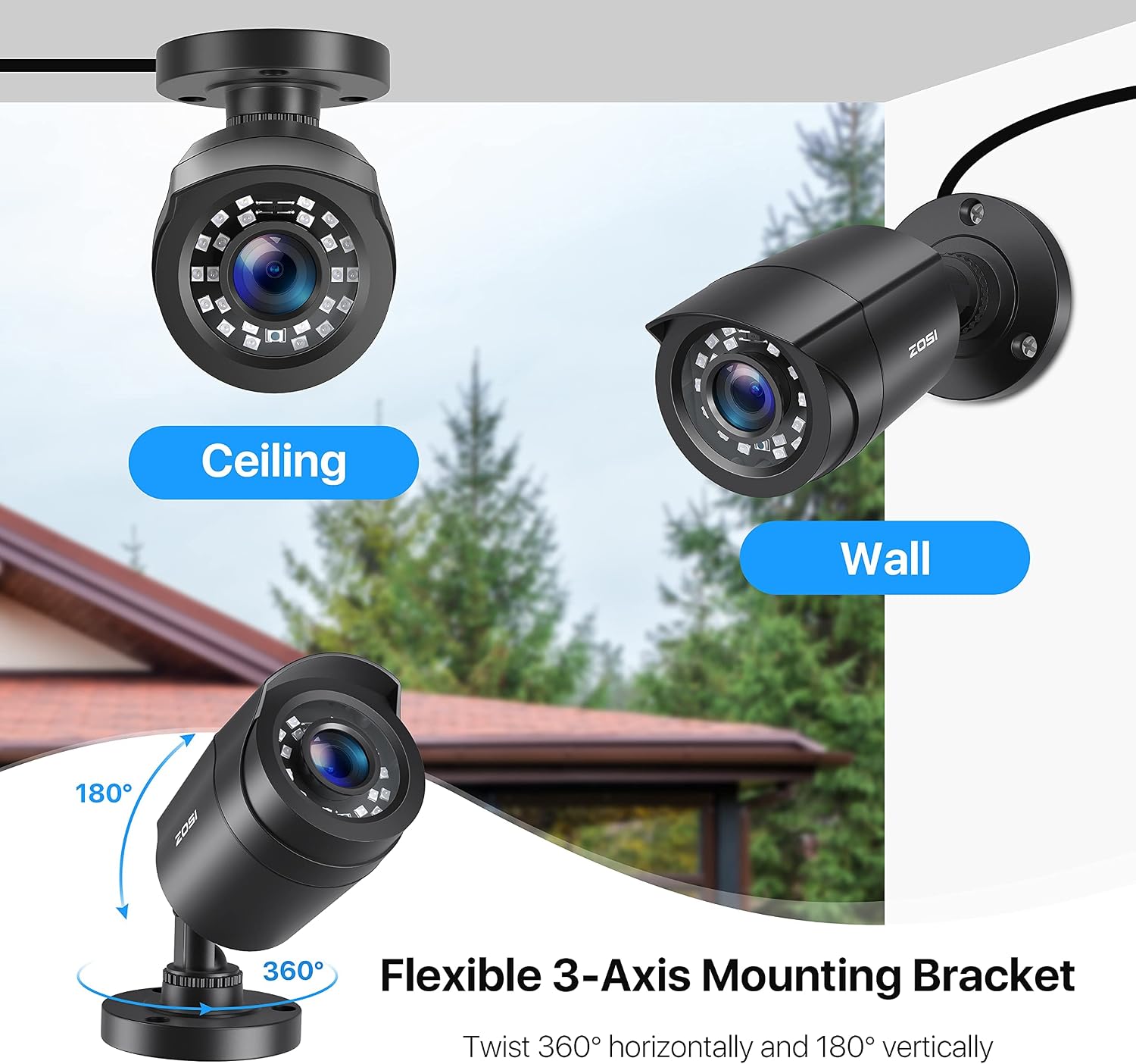 Thumbnail 6 de ZOSI 1080P 2-Pack TVI Bullet Cameras 2.0MP
