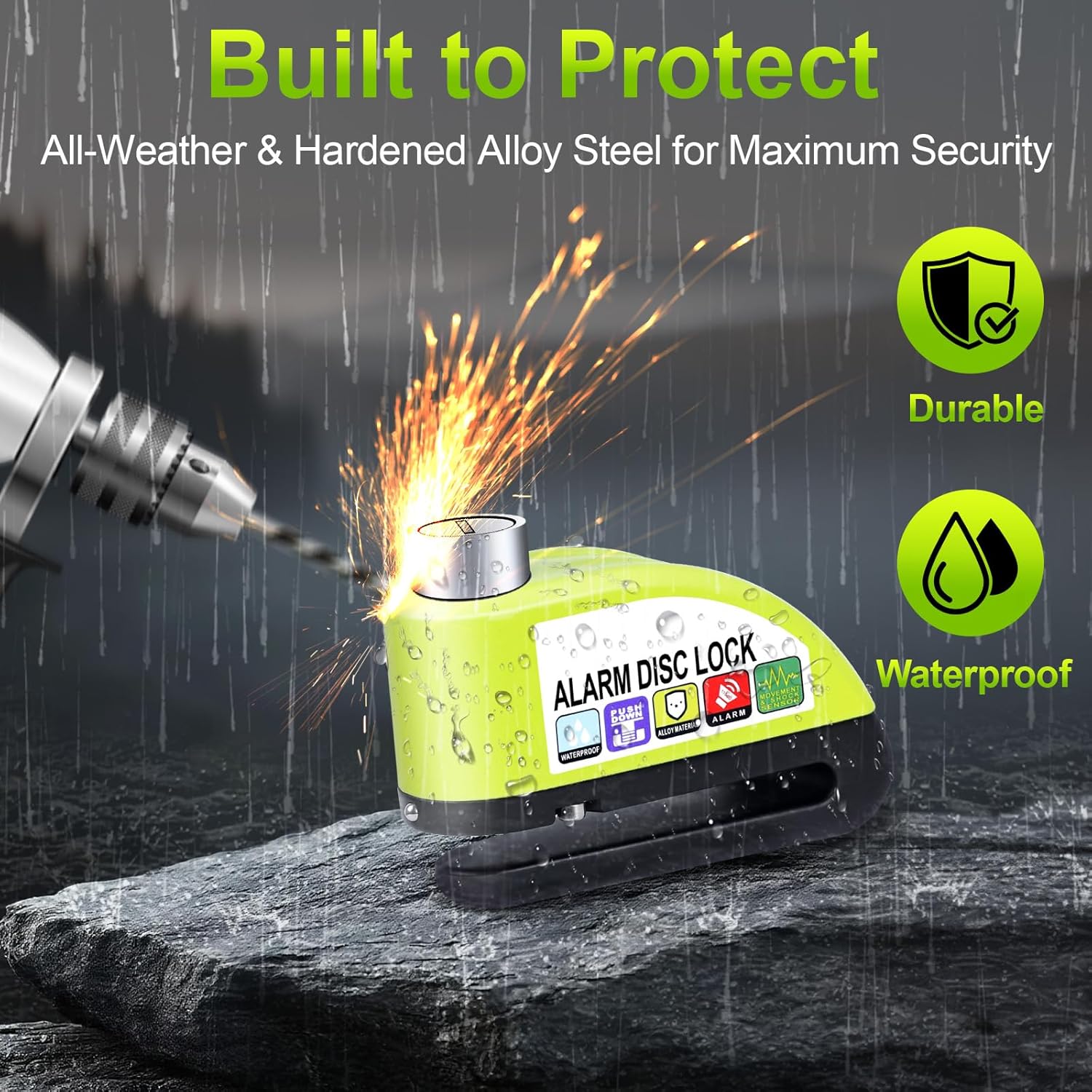 Detalle de Anykuu Lucchetto moto antifurto con allarme 110 dB e perno da 7 mm, impermeabile