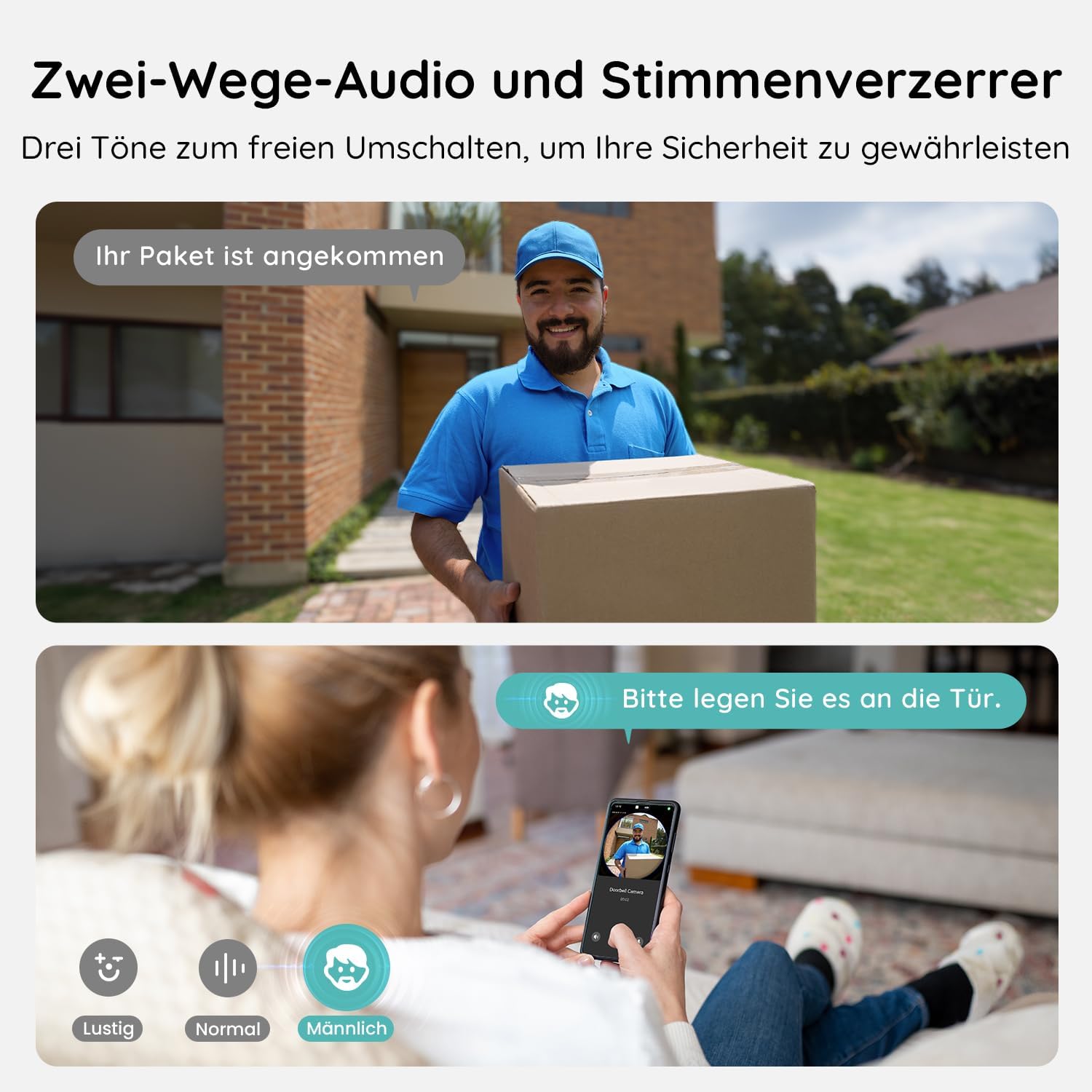 Detalle 2 de BOIFUN 2K WLAN Video Türklingel 180°