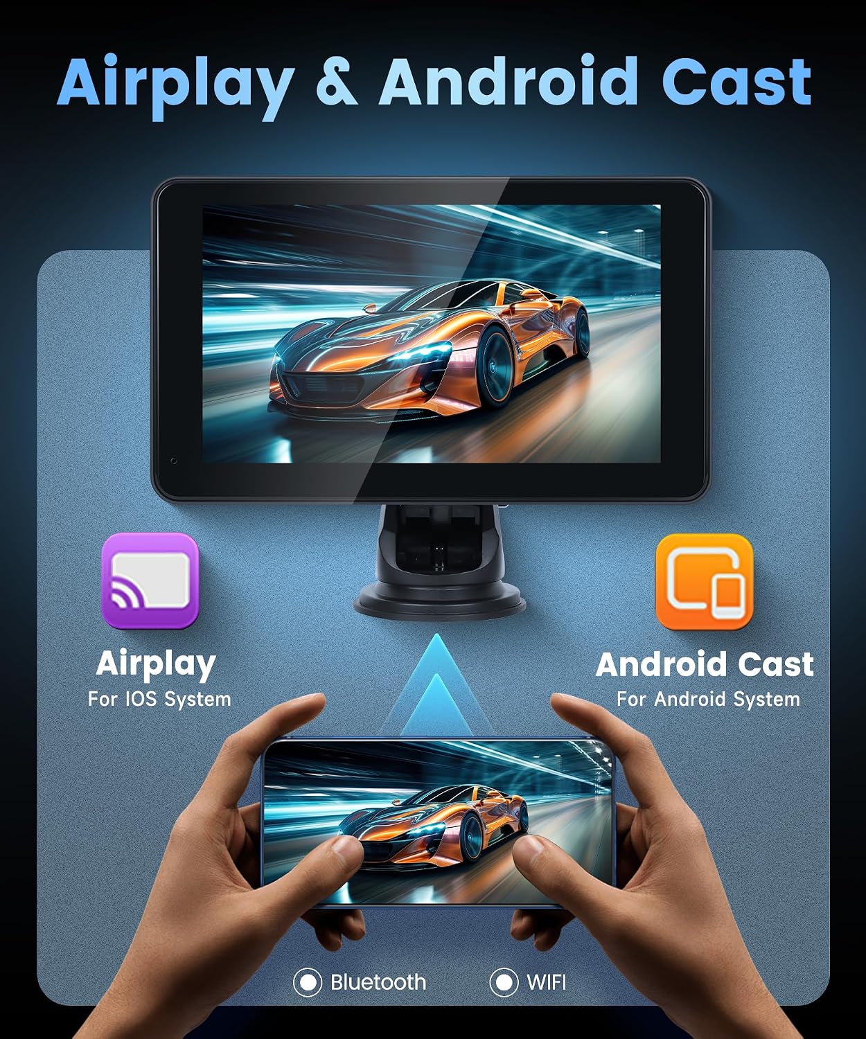 Detalle de Rimoody 7 Inch Portable Car Stereo with Wireless CarPlay, Android Auto and Backup Camera