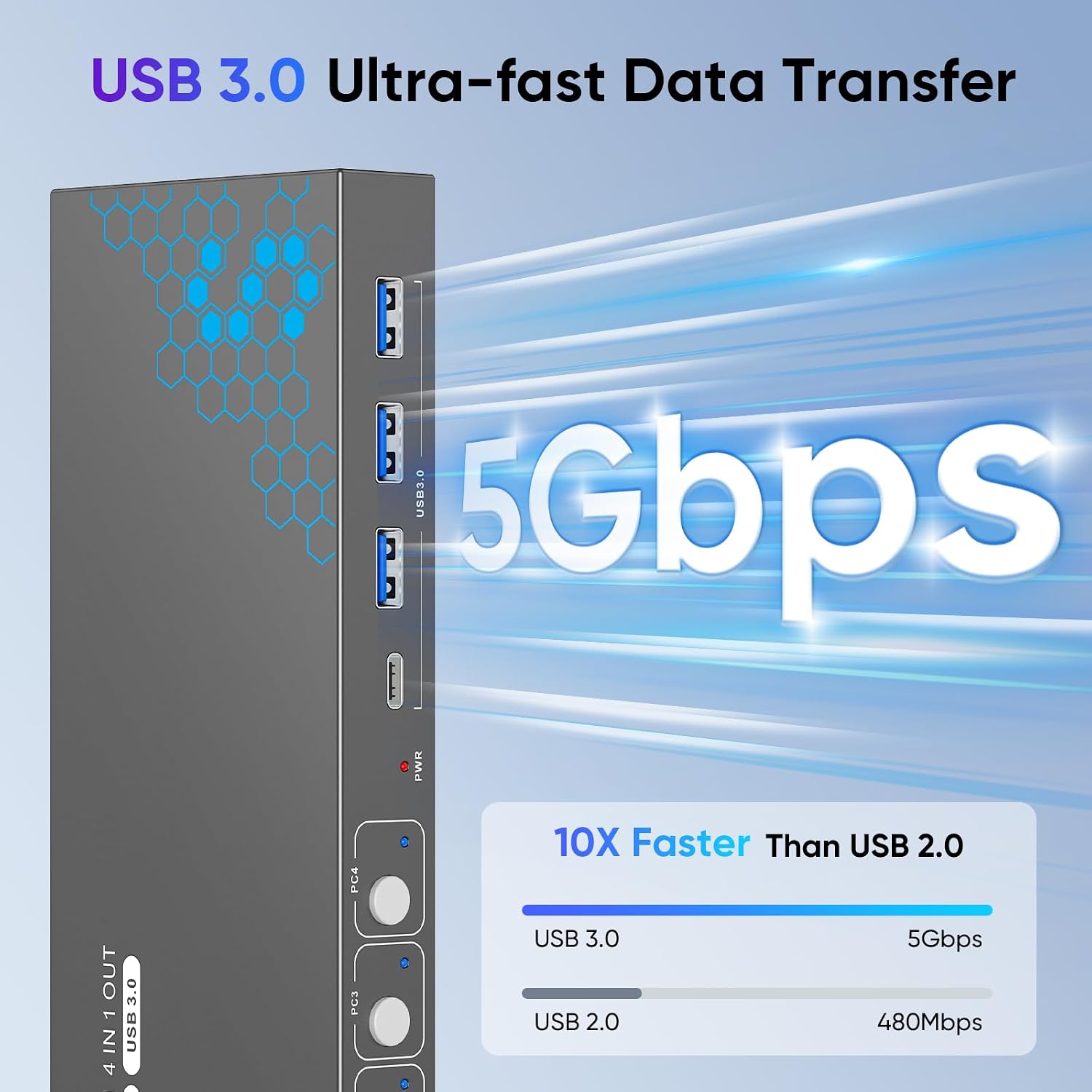 Thumbnail 2 de USB 3.0 HDMI KVM switch for 4 computers