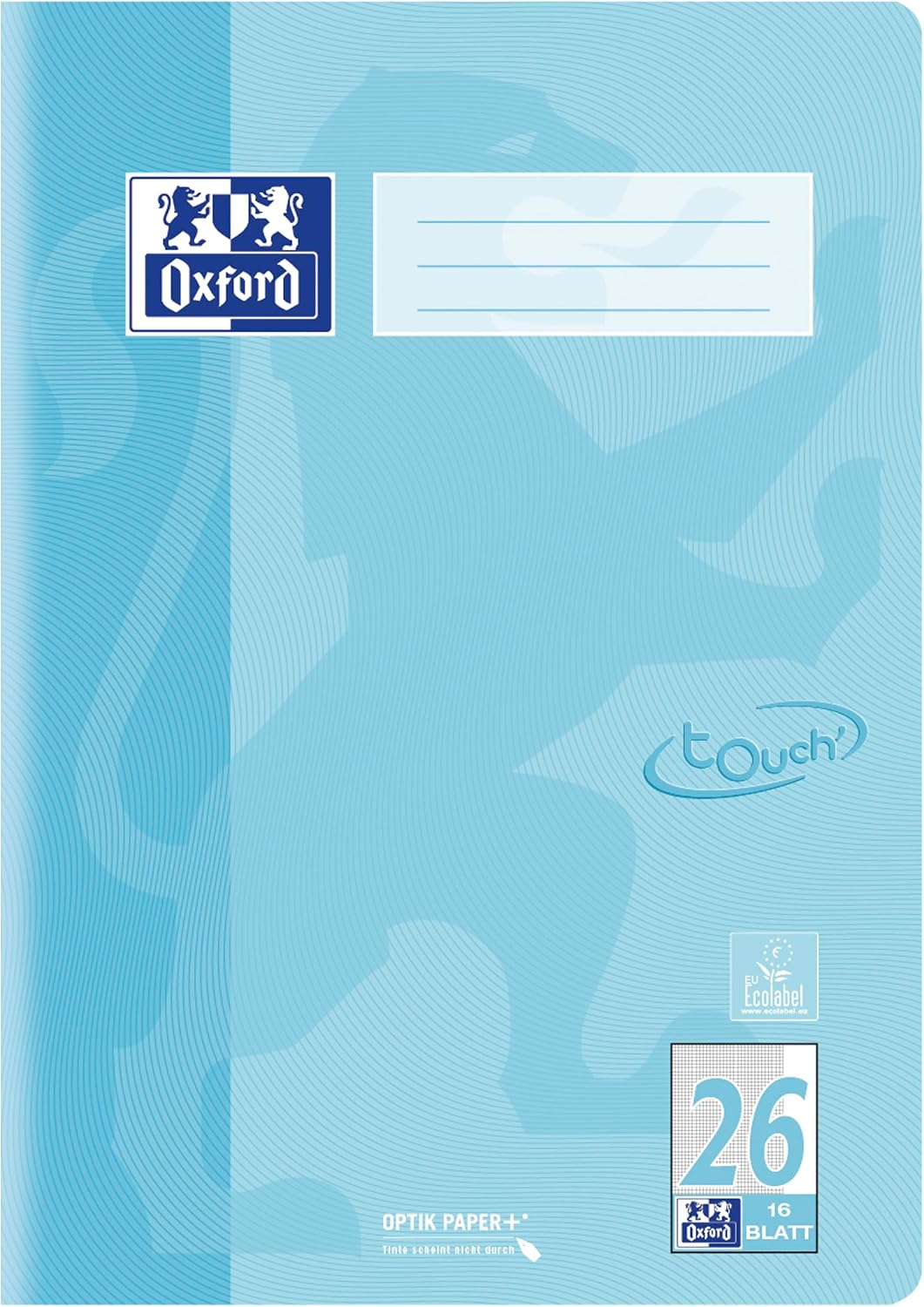 Thumbnail 2 de Oxford Schulheft Touch A4, 16 Blatt, Lineatur 26, kariert, pastell blau – 15er Pack