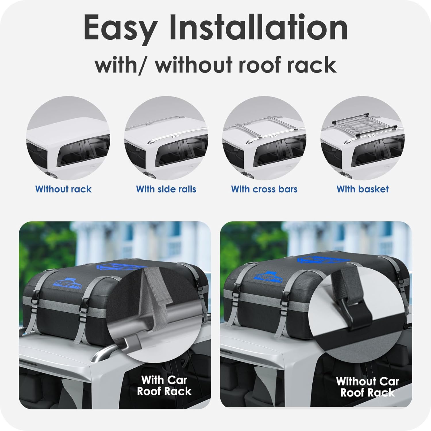 Detalle 2 de BOYUJK Car Roof Bag 566L: Waterproof, versatile 20 Cubic ft cargo solution without a rack