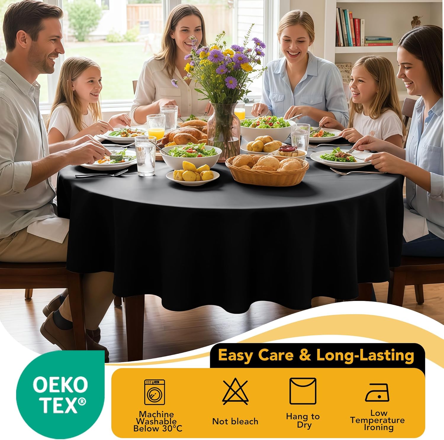 Thumbnail 6 de Dailyset 6-Pack Black Round Tablecloths 120 Inch