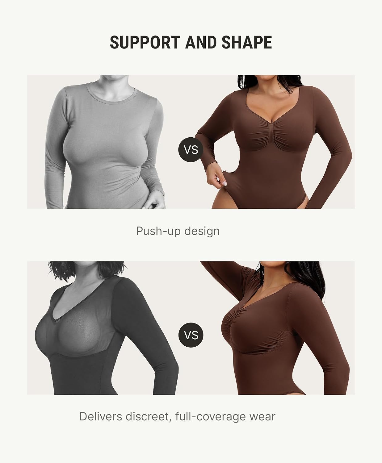 Detalle 1 de FeelinGirl MT240067 Long-Sleeve Shapewear Bodysuit with Light Compression