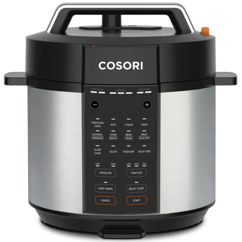 Detalle de Cosori Olla a Presión 5.7 L 1100 W de acero inoxidable: versatilidad y seguridad para tus recetas