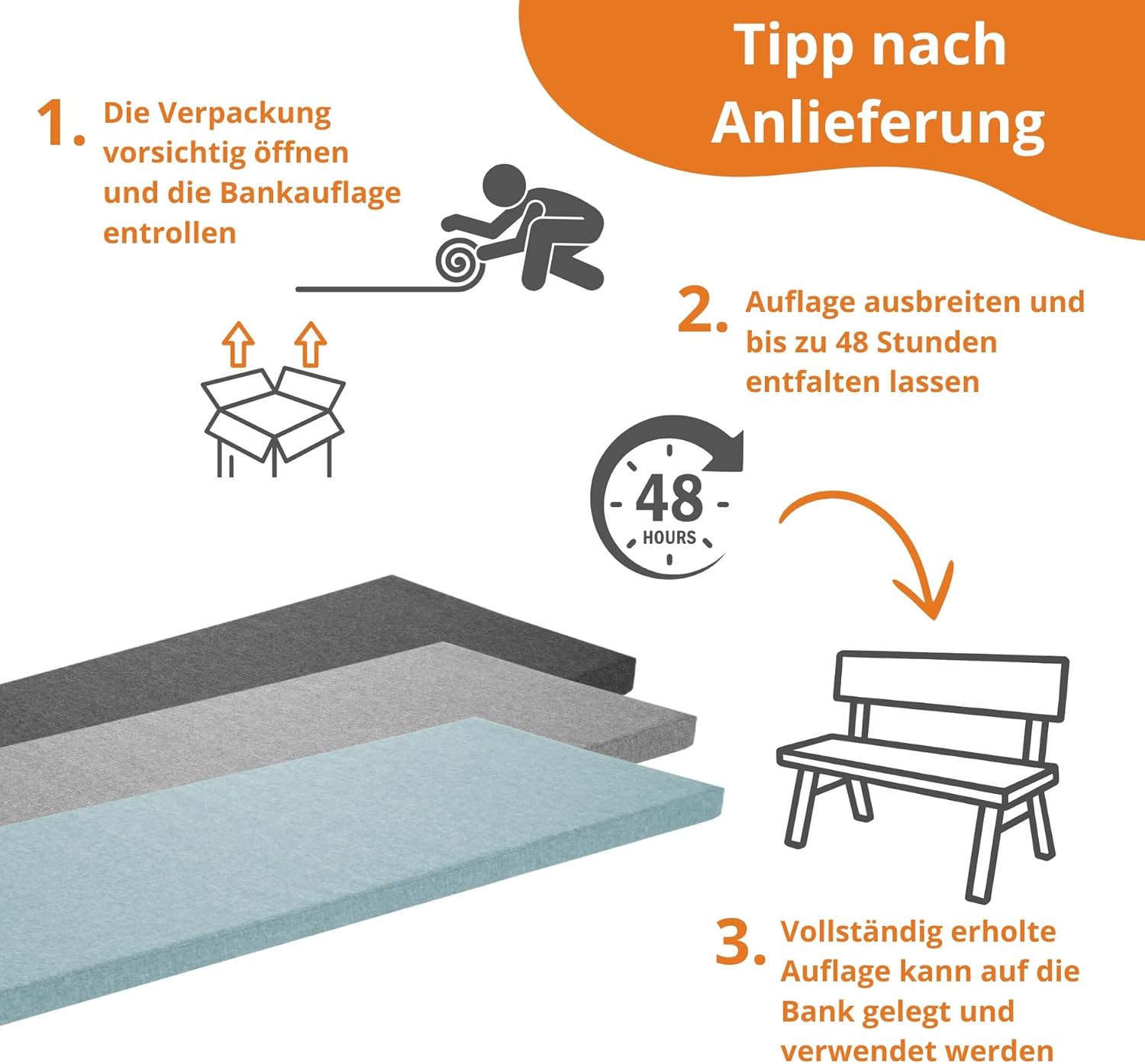 Thumbnail 5 de sleepling Bankauflage 110x40 cm dunkelgrau – Outdoor & Indoor Sitzkissen mit waschbarem Bezug