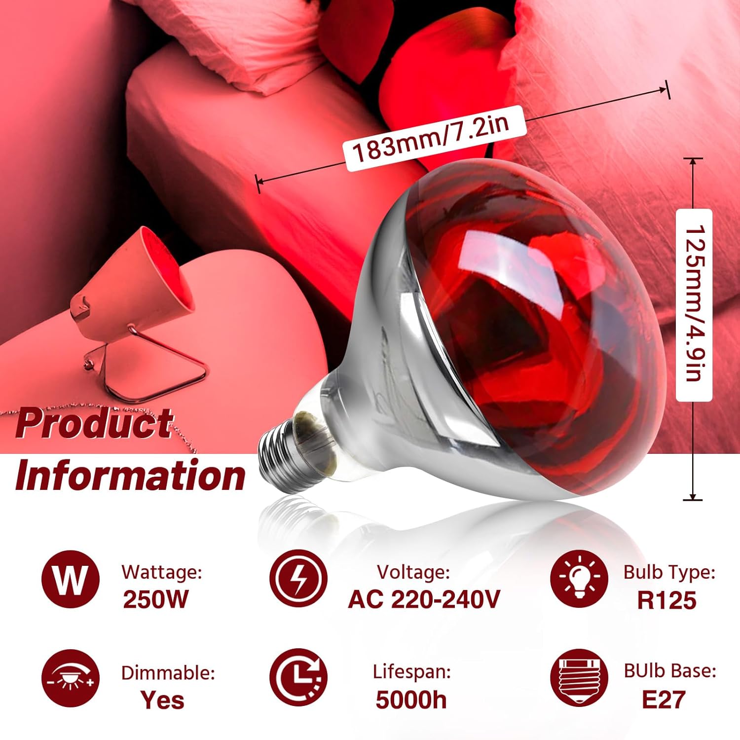 Thumbnail 1 de E27 R125 Infrarotlampe 250W Wärmelampe