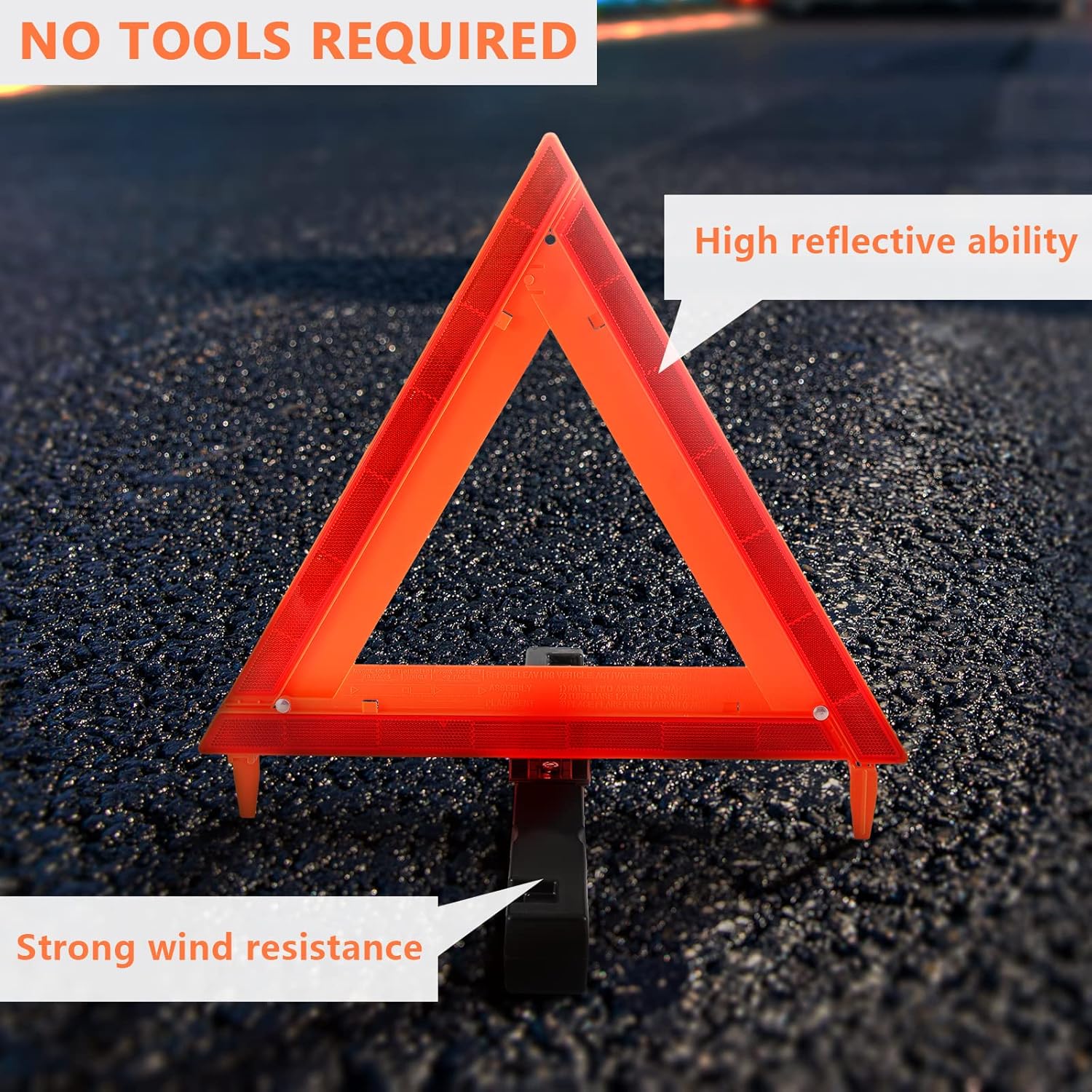 Detalle de WORKKOOL 3 Pack Foldable Warning Reflective Triangles with Carrying Case