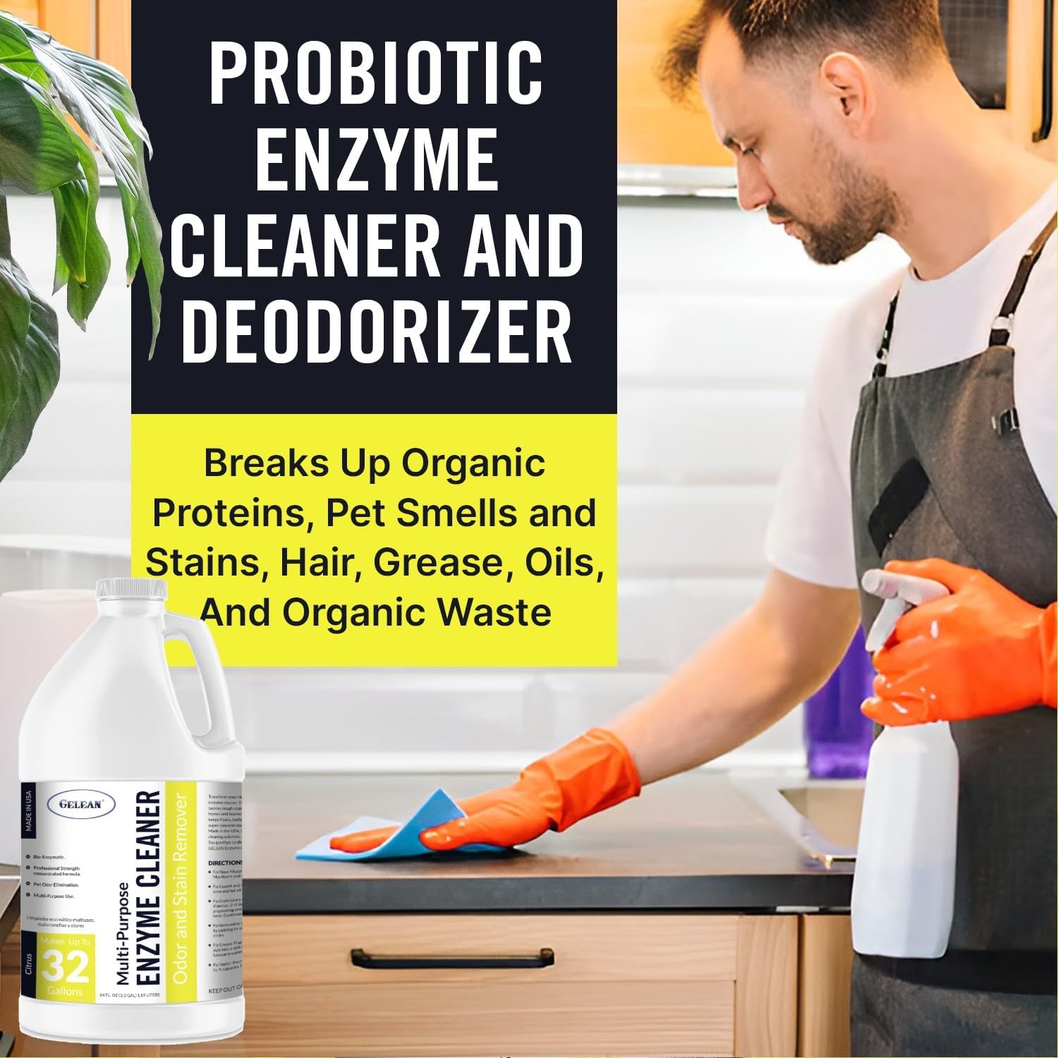 Thumbnail 3 de GELEAN Enzyme Cleaner Probiotic Citrus Cleaner, Concentrated 64 oz.