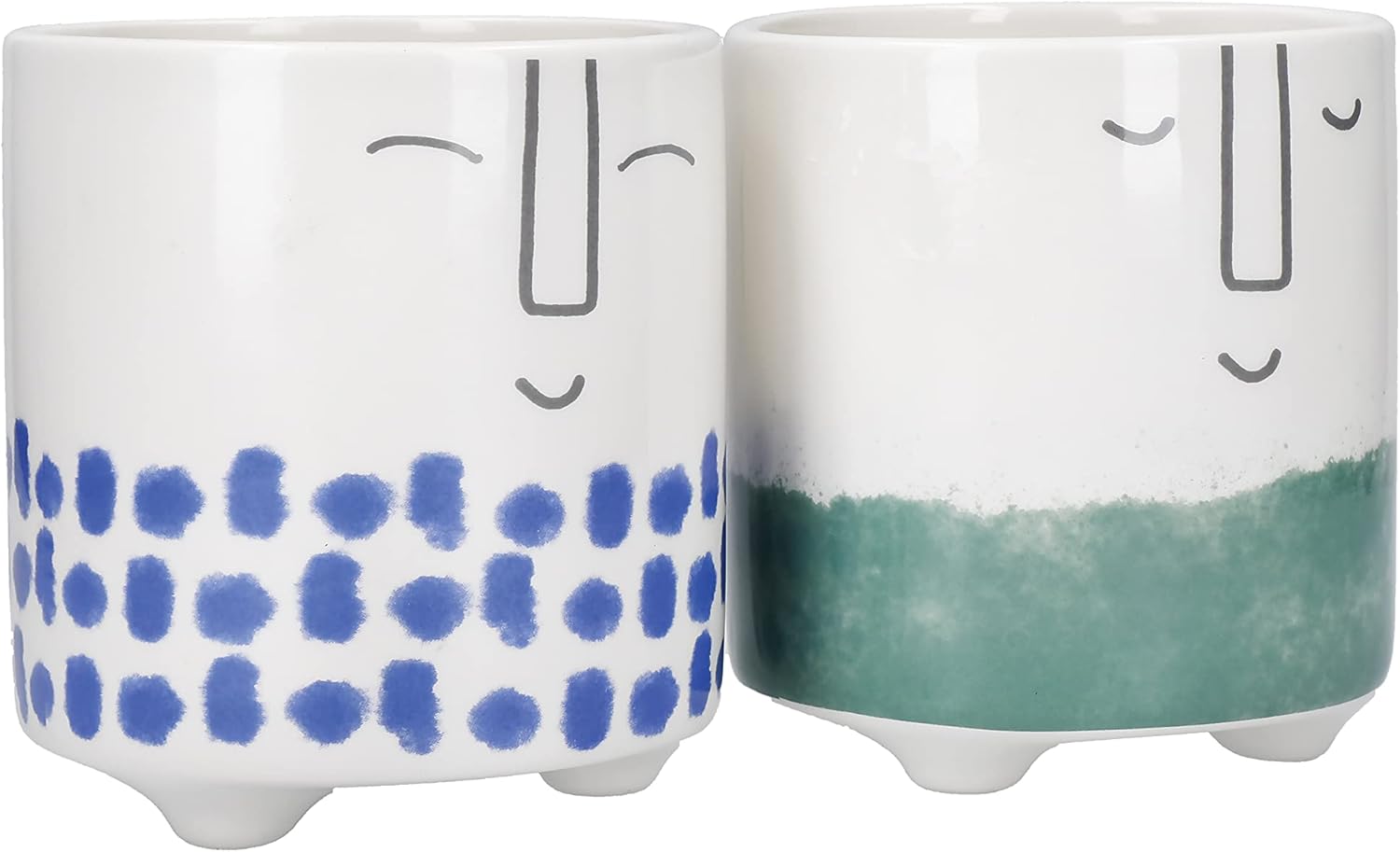 Thumbnail 1 de KitchenCraft Set di 2 Vasi per Piante da Interno in Dolomite Blu/Verde, 10x10x11 cm