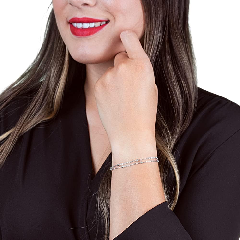 Detalle de Engelsrufer Damen Armband aus Sterling Silber – doppelt gewickelte Perlen, nickelfrei, verstellbar 32–36 cm