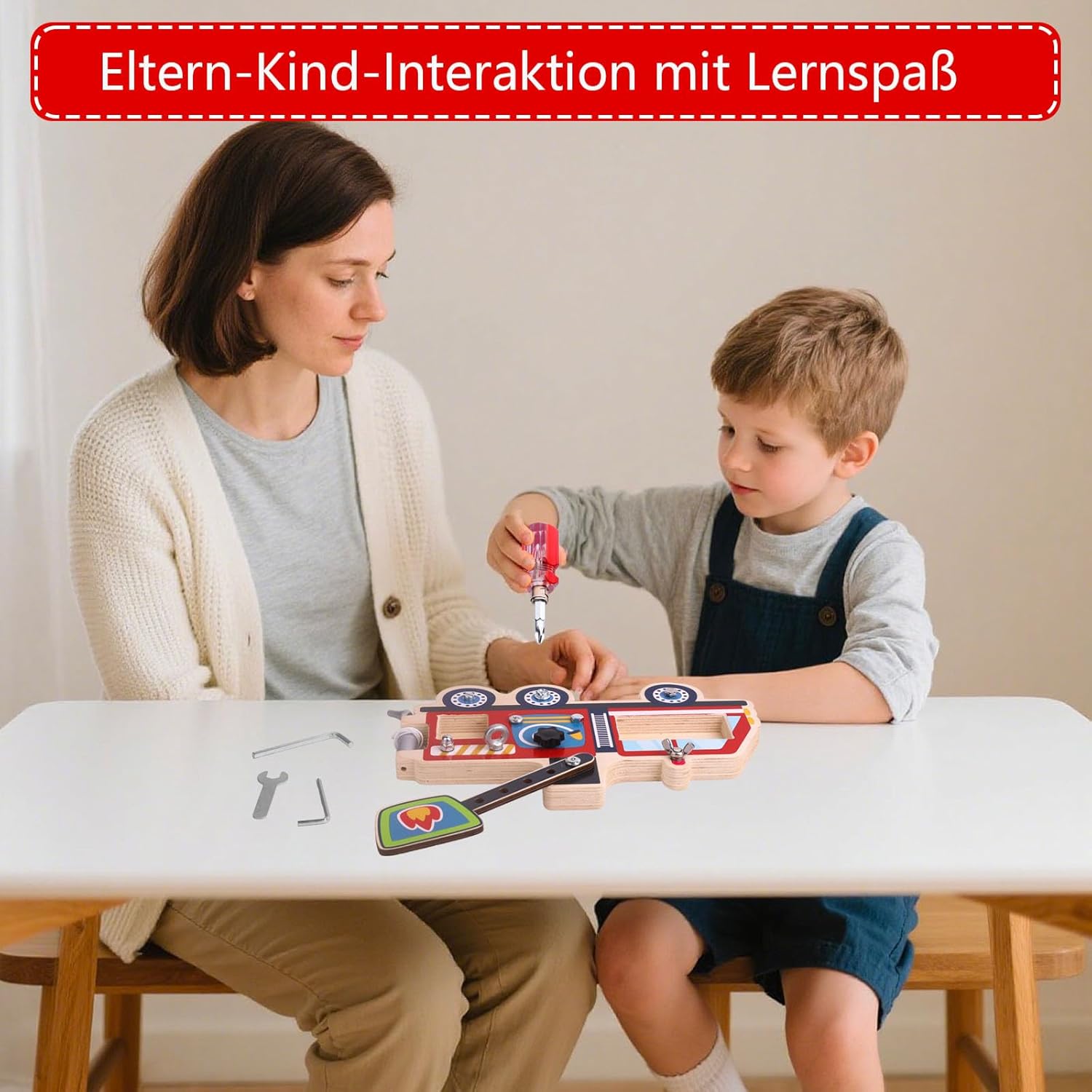 Thumbnail 2 de Liangding Feuerwehrauto Holzspielzeug mit Schrauben & Werkzeug – Montessori Lernspielzeug ab 3 Jahren