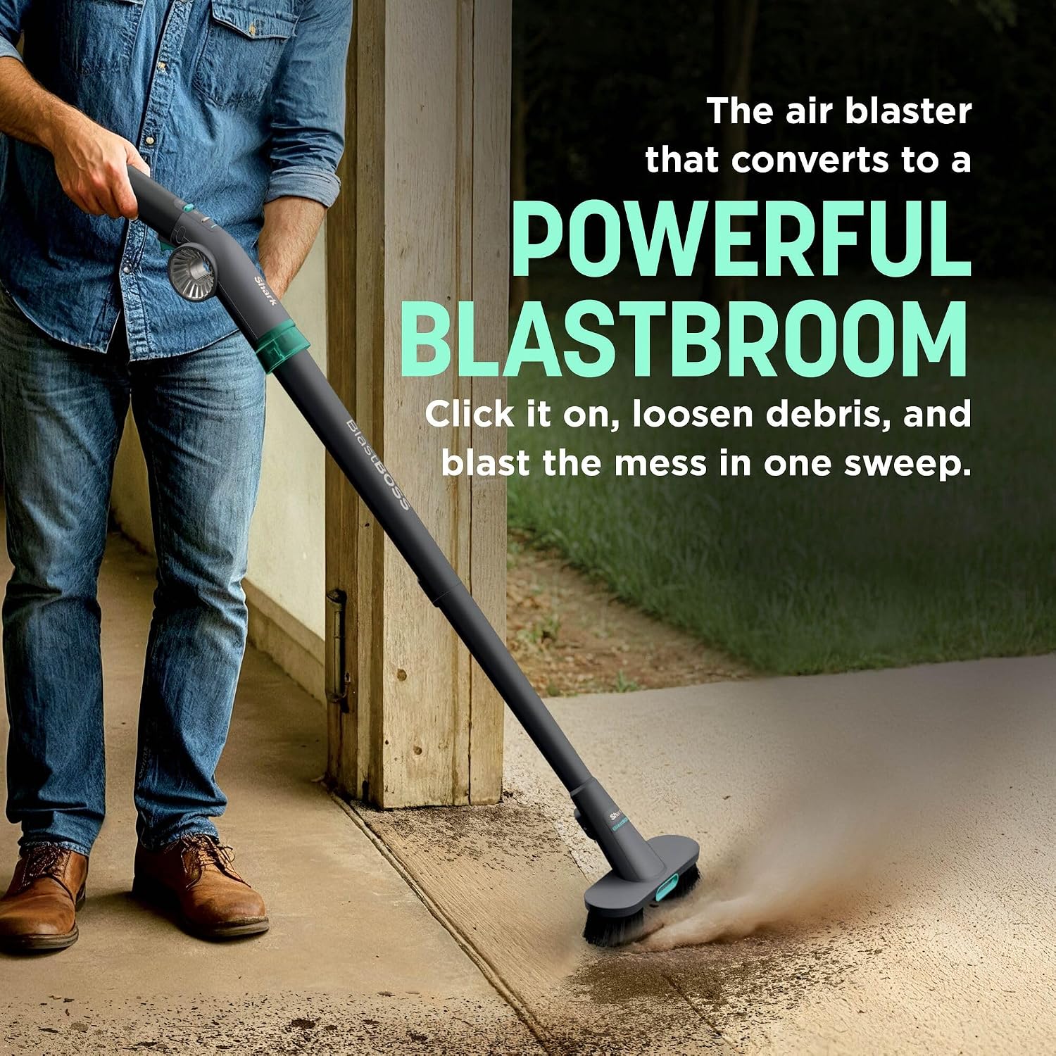 Detalle de Shark BlastBoss All-in-One Cordless Air Blasting System with BlastBroom (AB2111UK)