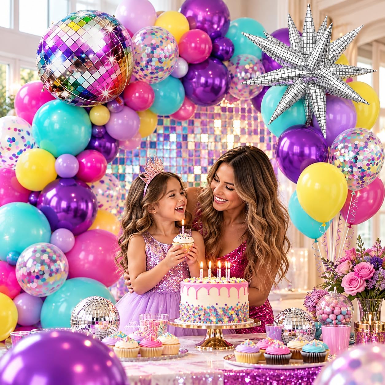 Detalle 2 de FEYG 12-Inch Balloon Set, 32 Count, with Confetti and 18-Inch Foil Balloons