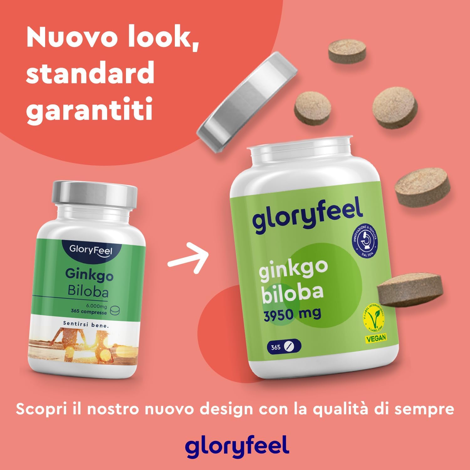 Detalle 2 de Ginkgo Biloba Estratto 50:1 24% flavonoglicosidi + 6% terpenlattoni, 365 compresse vegane