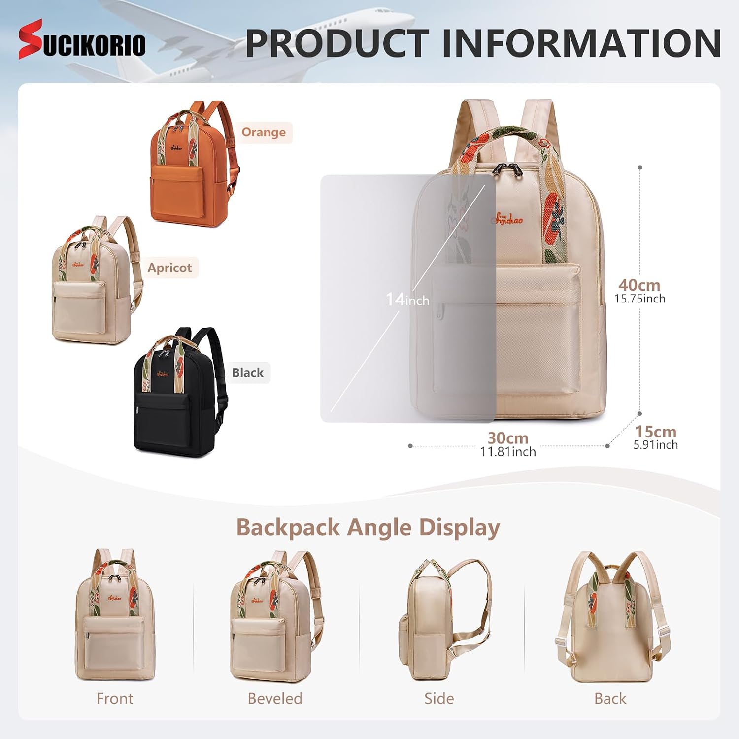 Thumbnail 5 de SUCIKORIO 40x30x15cm underseat travel backpack with 14-inch laptop compartment