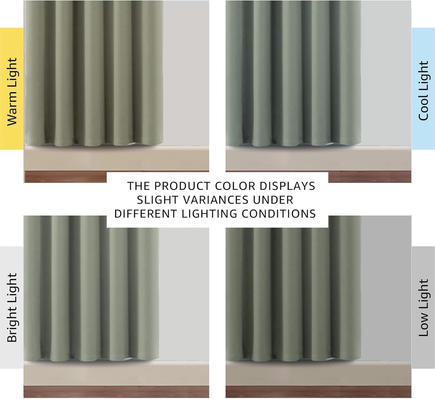 Thumbnail 1 de BellaHills 100% Blackout Curtains for Bedroom, 2 Panels (90x90 in), Light Sage with Black Liner
