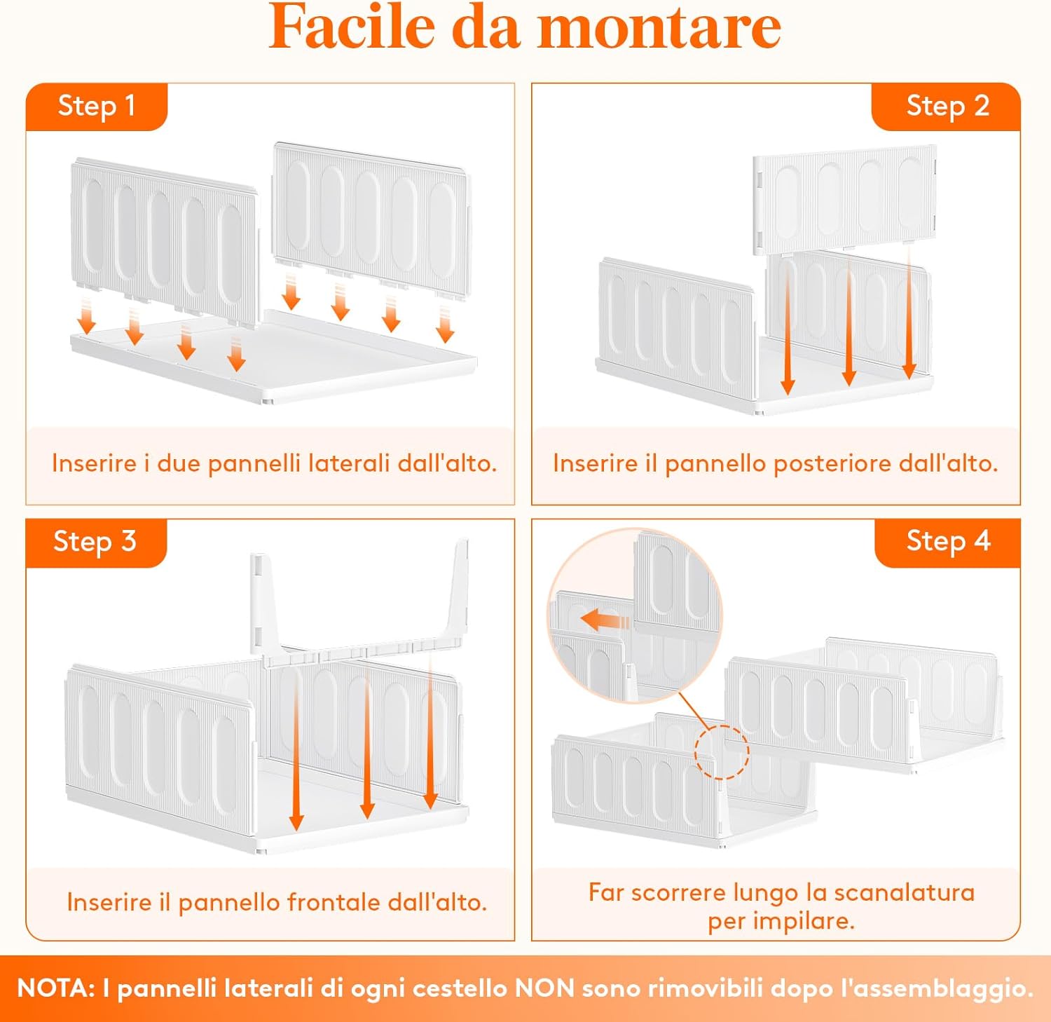 Thumbnail 3 de Lifewit Organizer Armadio Interno – 8 contenitori impilabili, 32×42×17,7 cm, 24 L, bianco
