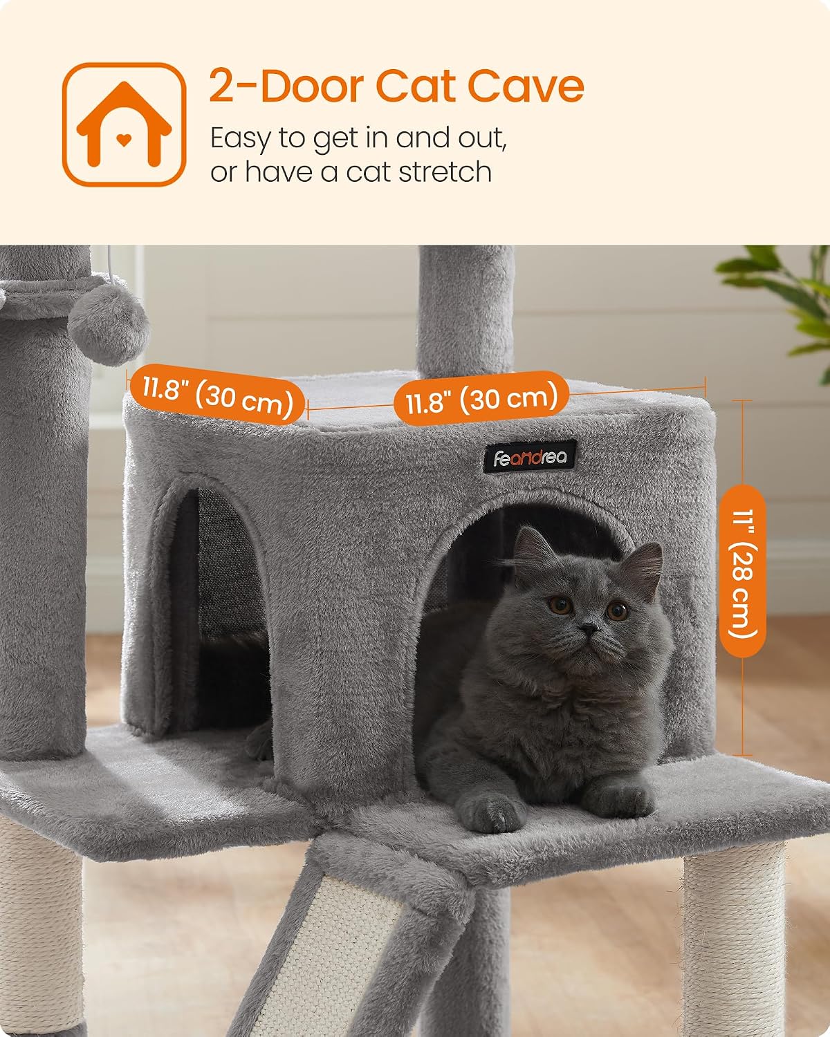 Thumbnail 5 de Feandrea UPCT51W Cat Tree, 37.8-Inch Multi-Level Tower with Sisal Ramp