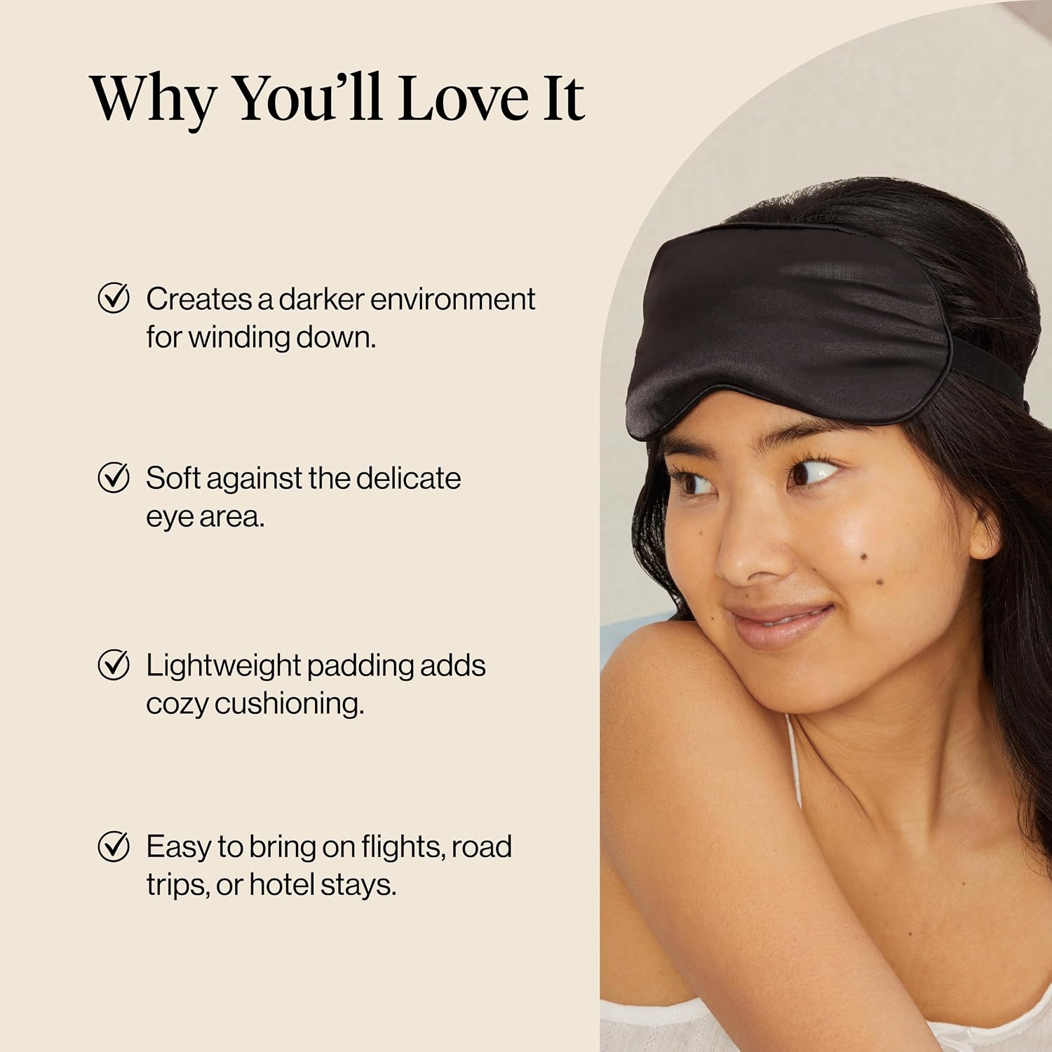 Detalle de Kitsch LU-CJ9M-NK01 Weighted Satin Sleep Mask, Lavender-Scented, Black