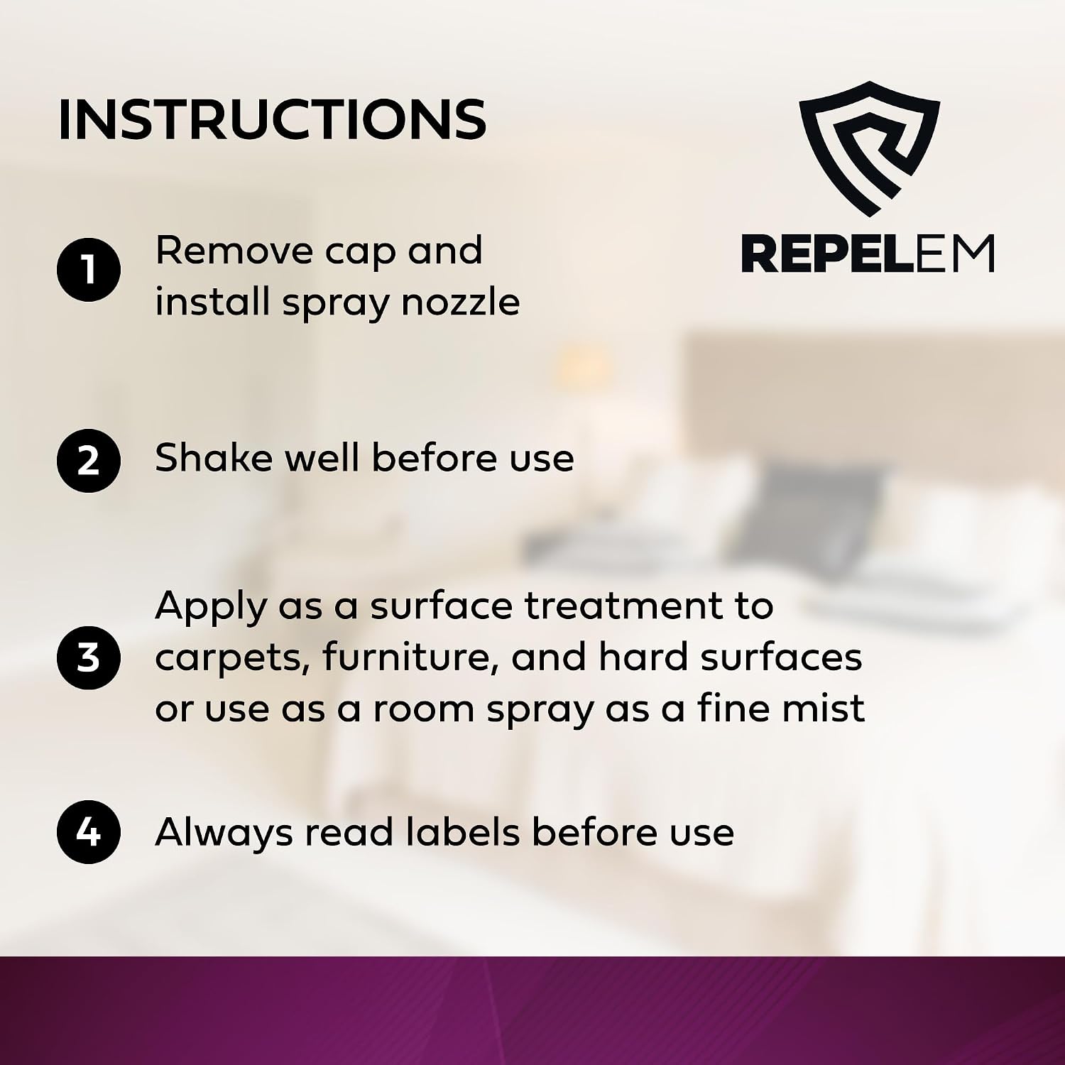 Thumbnail 6 de REPELEM Flea Spray for The Home – 1L: Household Killer for Eggs, Larvae and Adults