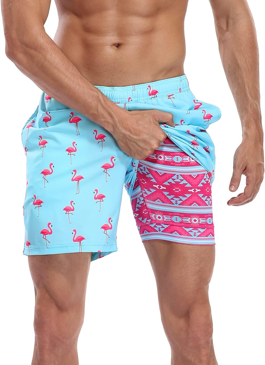 Detalle de LRD Men's Swim Trunks with Compression Liner, 7-Inch Inseam, Quick-Dry