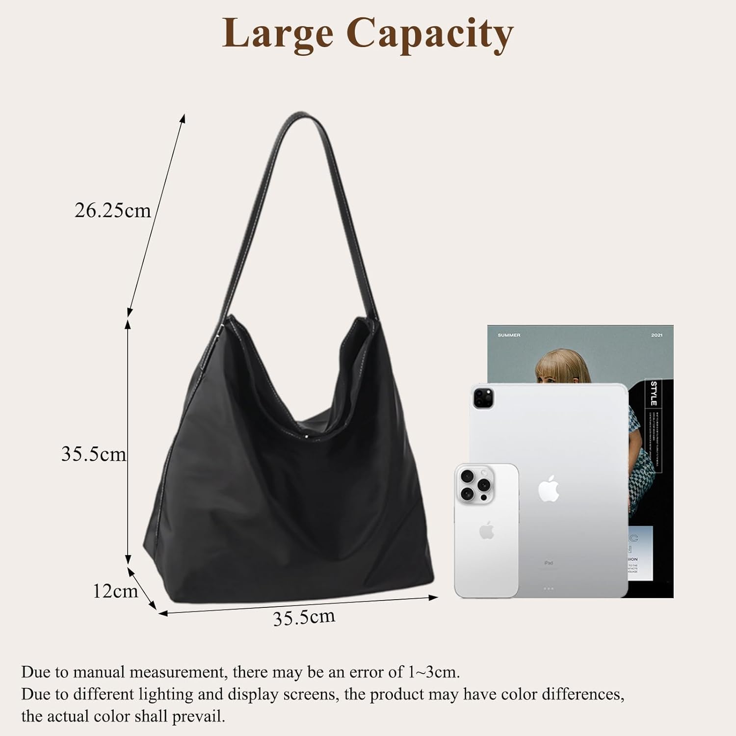 Thumbnail 5 de Gluckstar Große Damen-Umhängetasche aus Nylon – wasserdichter Shopper für Alltag, Arbeit & Reisen