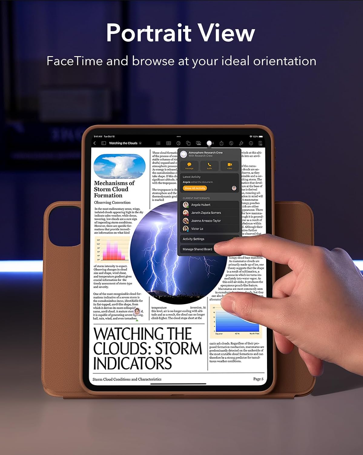 Detalle de ESR Schutzhülle für iPad Pro 13 M5/M4 (2024/2025) – Drehbar, mit abnehmbarer Magnetabdeckung, 9 Standwinkeln, Shift Serie, Braun