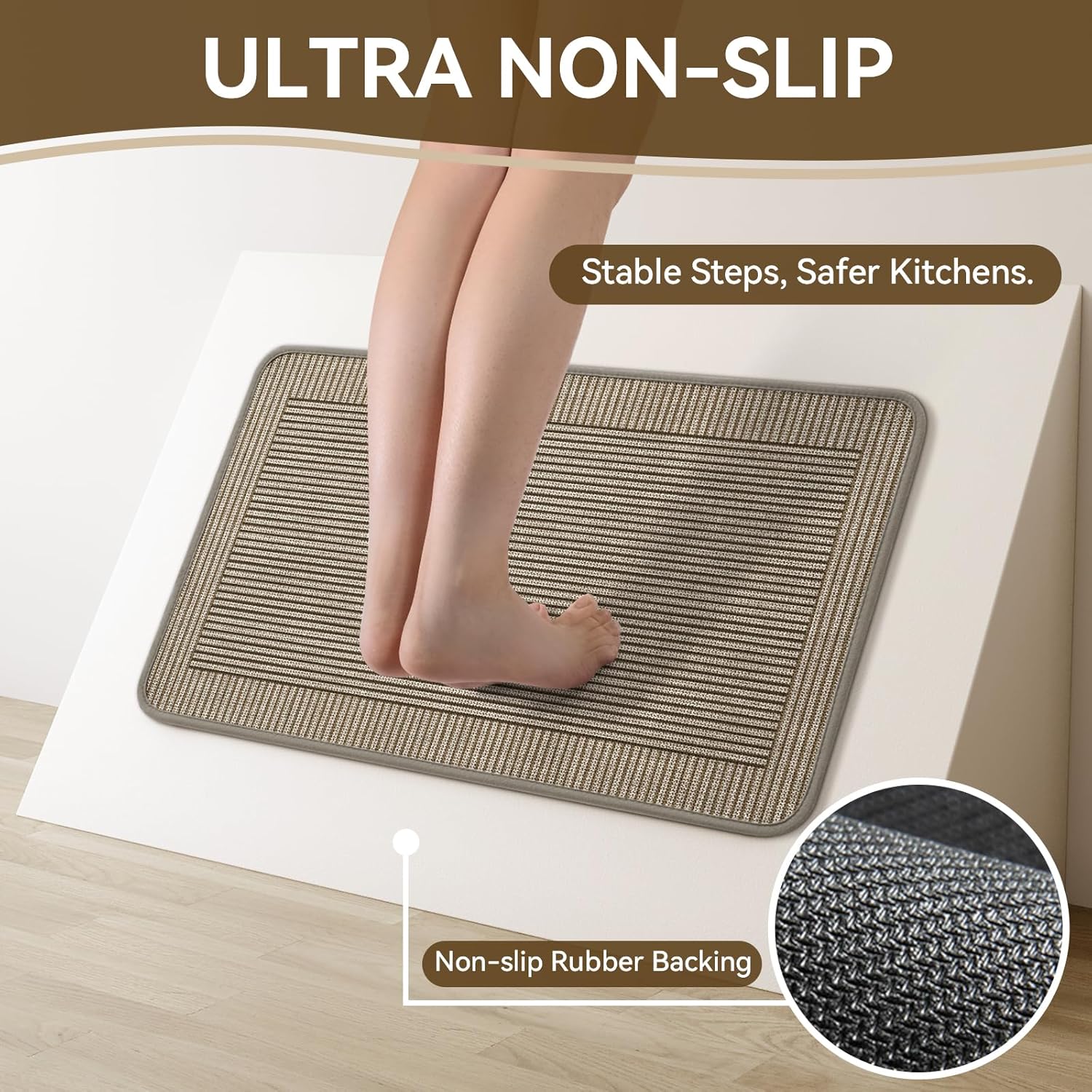 Thumbnail 2 de QiCaiJia Kitchen Rug Set, Brown