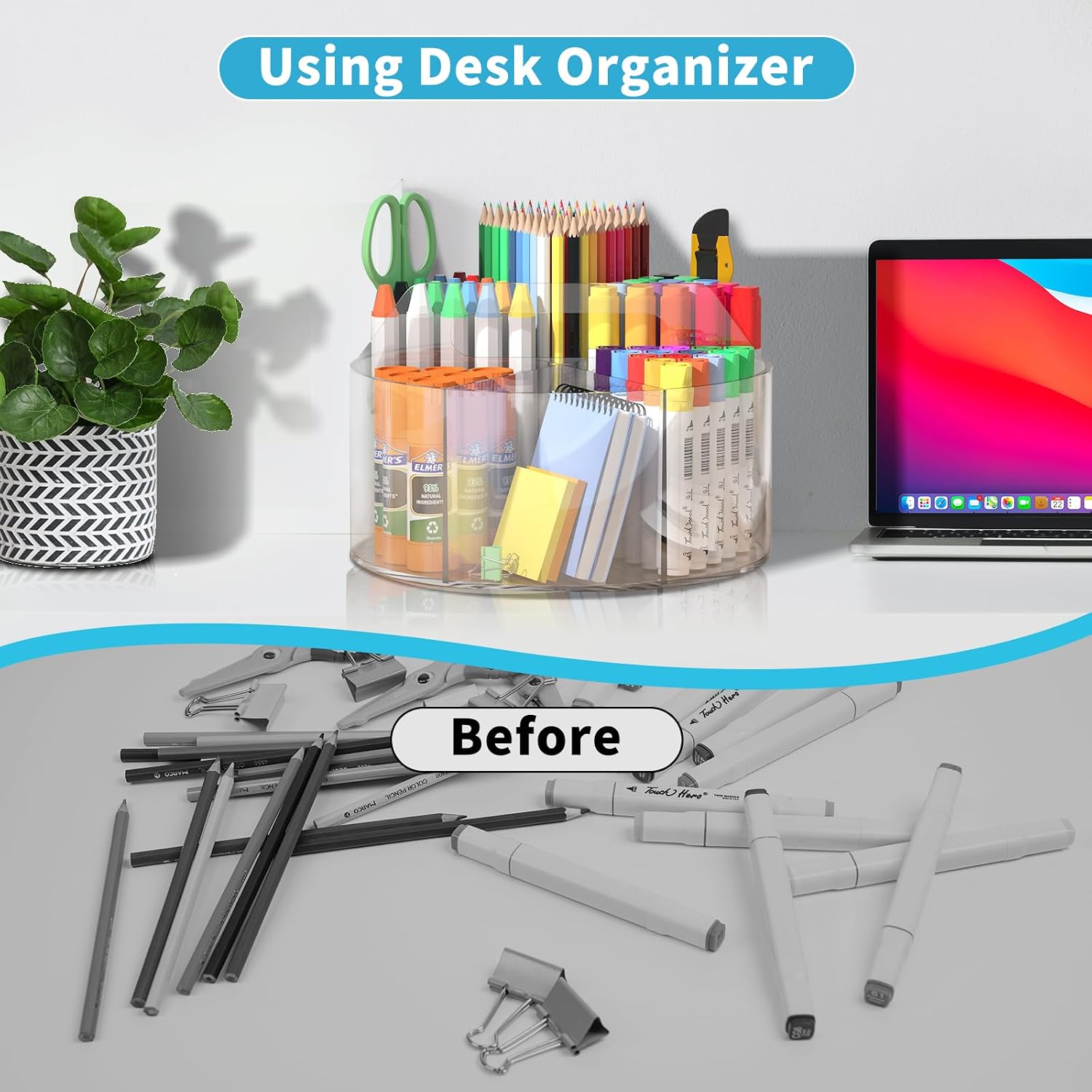 Detalle 2 de Wawocs Rotating Desk Organizer, 6 Compartments