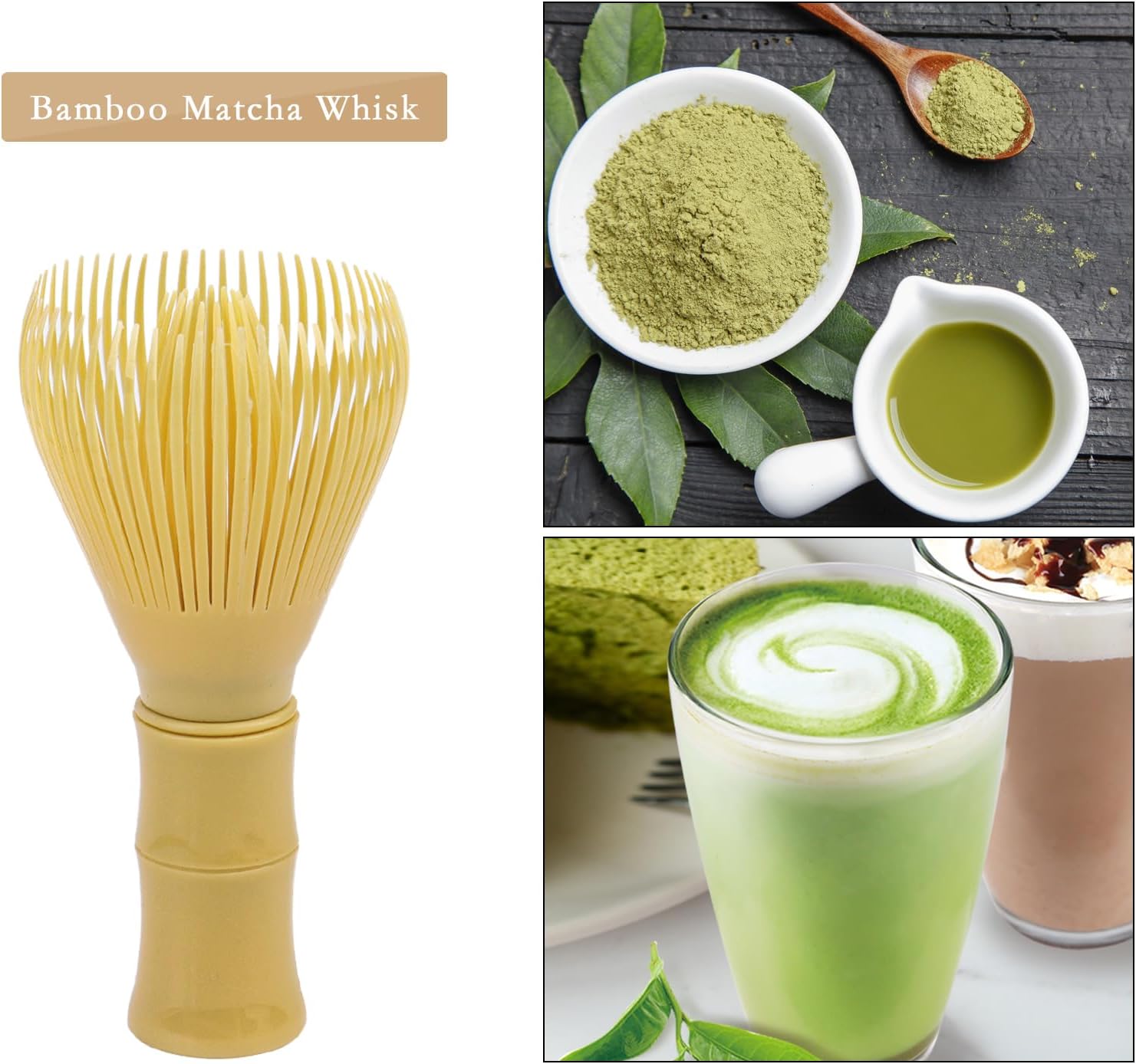 Thumbnail 5 de Nwvuop 4‑Piece Matcha Tea Set with Whisk, Spoon and Ceramic Holder (Khaki, Apple Green)