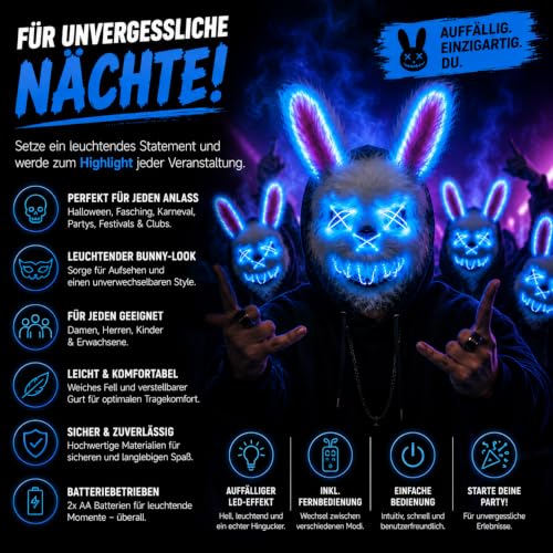 Detalle de TK Gruppe Timo Klingler Maschera horror a LED ispirata a The Purge
