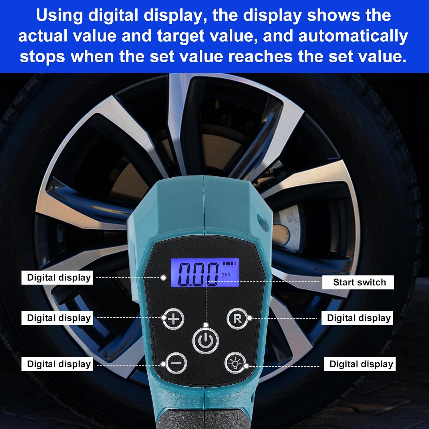 Thumbnail 4 de Cordless Tire Inflator for Makita: 120W Digital Air Pump with Dual Power