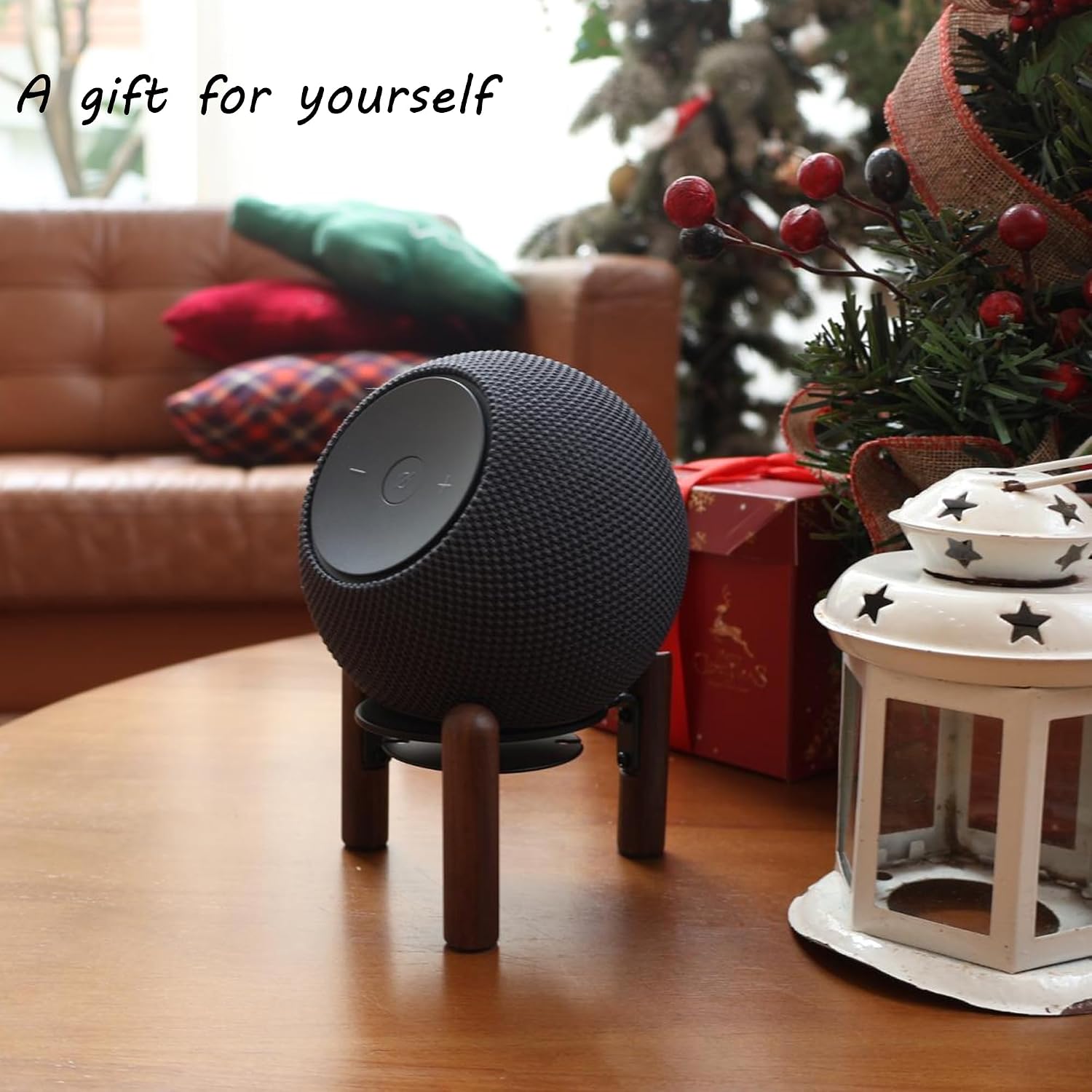 Thumbnail 6 de H Huaberich デスクウッドスタンド Echo Dot Max用 ブラックウォールナット・コード収納付き