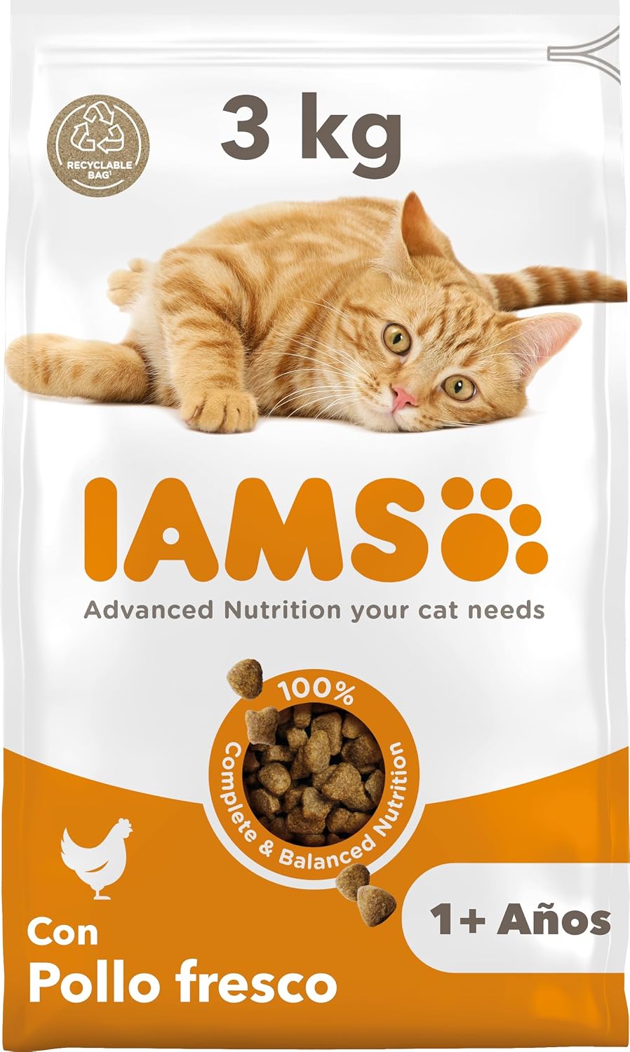 Detalle de IAMS Alimento seco para gatos adultos 3 kg 🐱