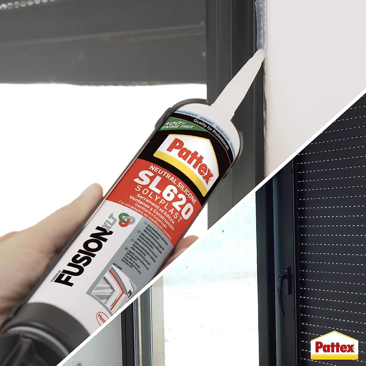 Detalle 2 de Pattex SL 620 Serramenti ed Edilizia: Sigillante siliconico trasparente da 300 ml