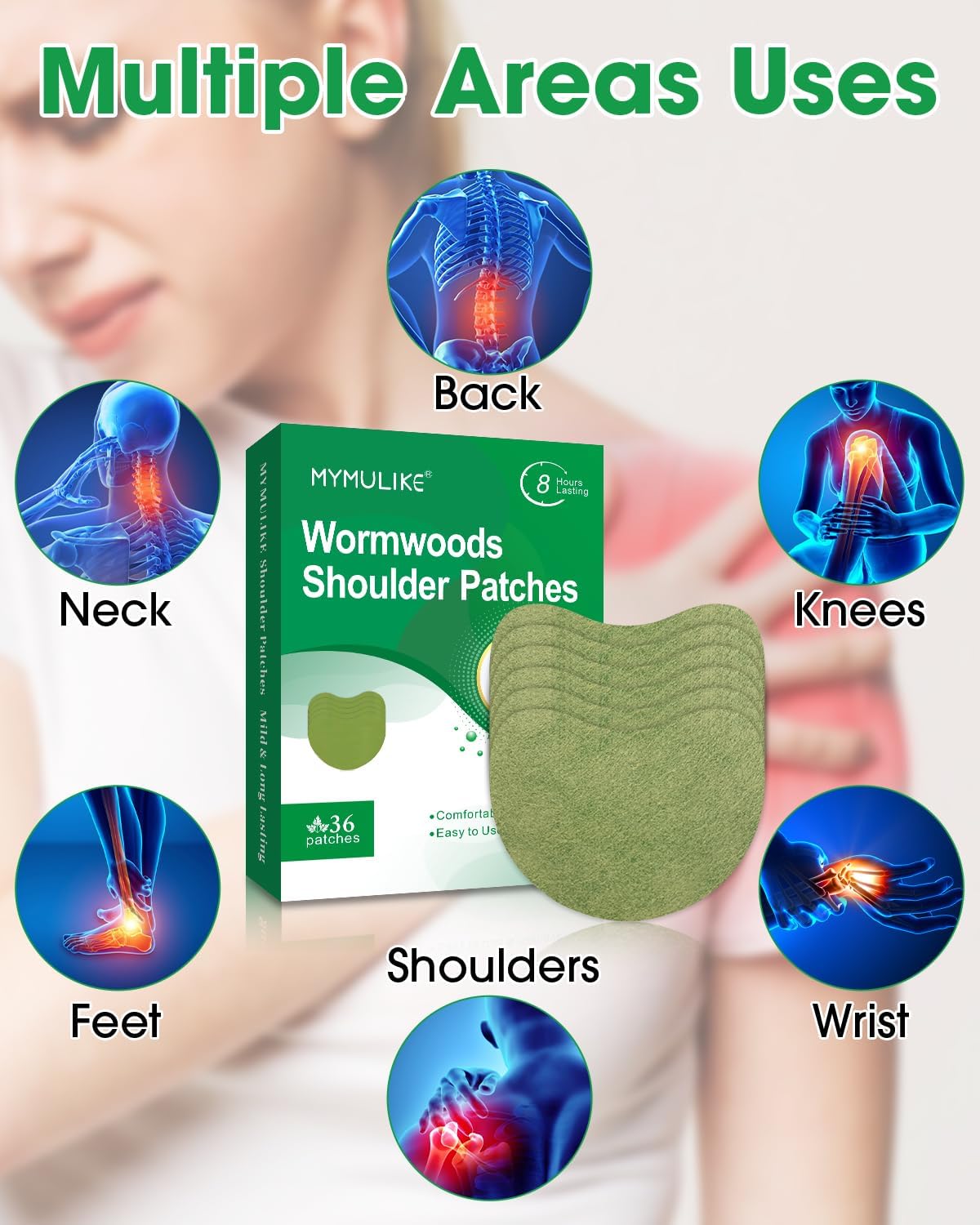 Detalle de 72 Count Neck Warming Herbal Plaster Patches (Maximum Strength) with Wormwood Heat