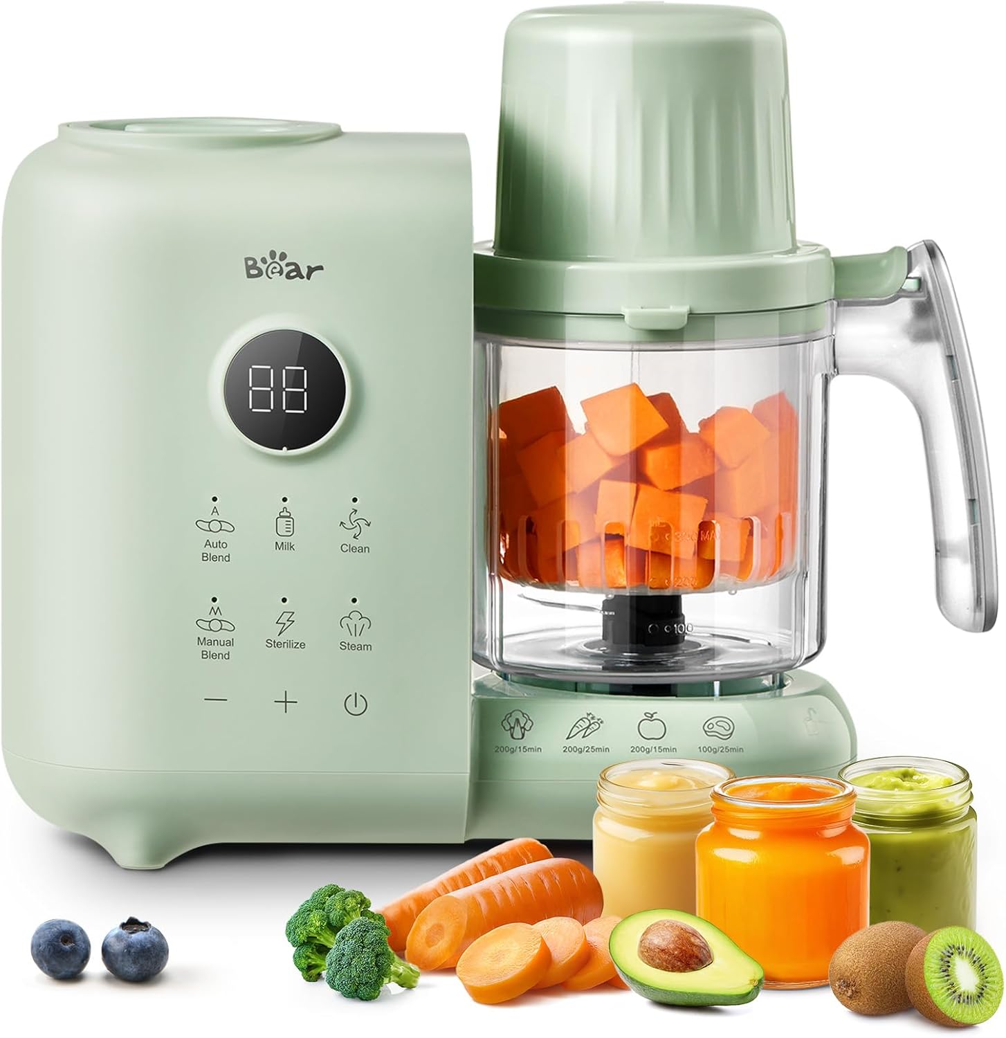 Detalle de Bear SJJ-M03P1-GREEN Baby Food Maker with Dual-Layer Steam Baskets